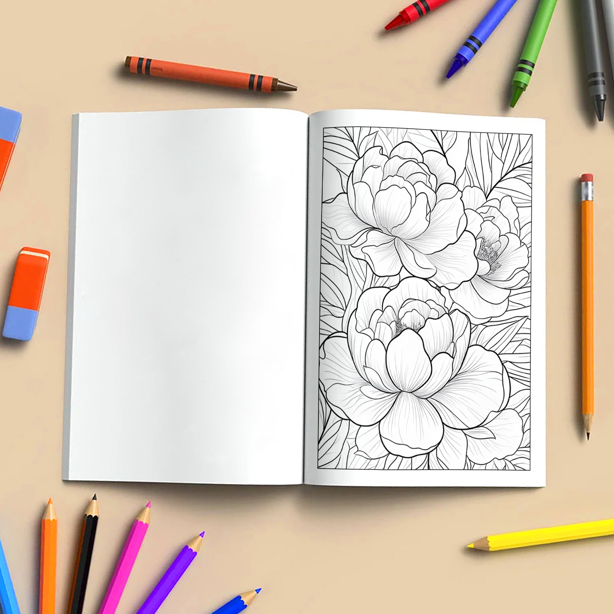 Peony Dreams Garden Coloring Pages – 48 Pages – Timeless Floral Art, Blooming Peonies, Graceful Designs – For Adults