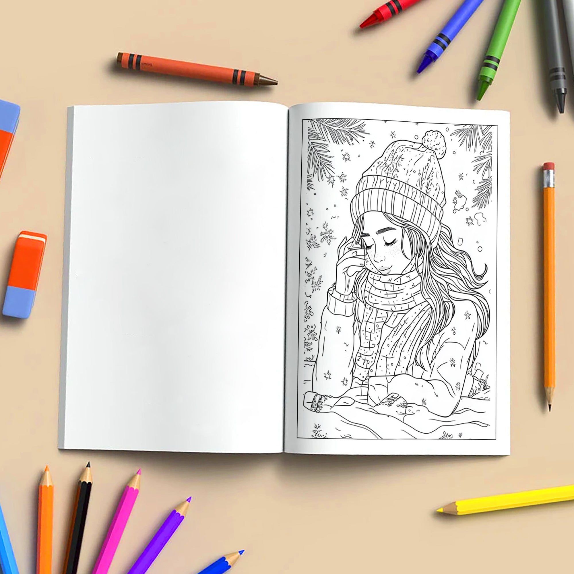 Whimsical Cozy Girl Coloring Pages – 48 Calm & Pretty Designs for Adults