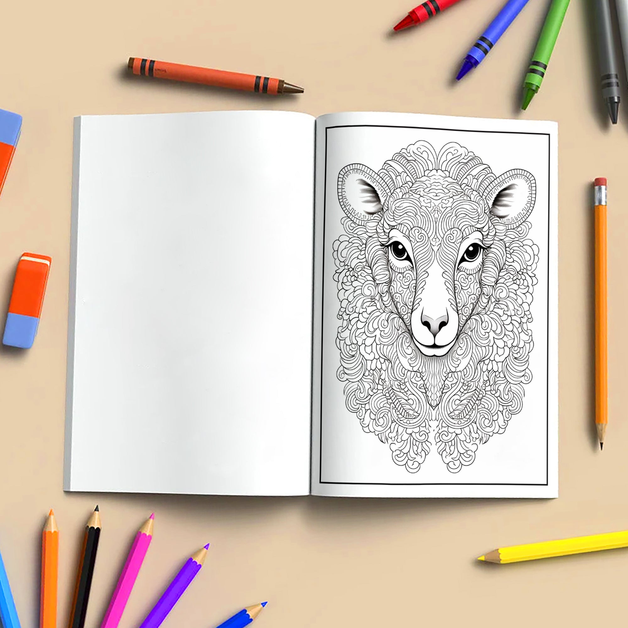 Mystic Horns Mandala Coloring Pages – 48 Intricate Animal Designs for Adults