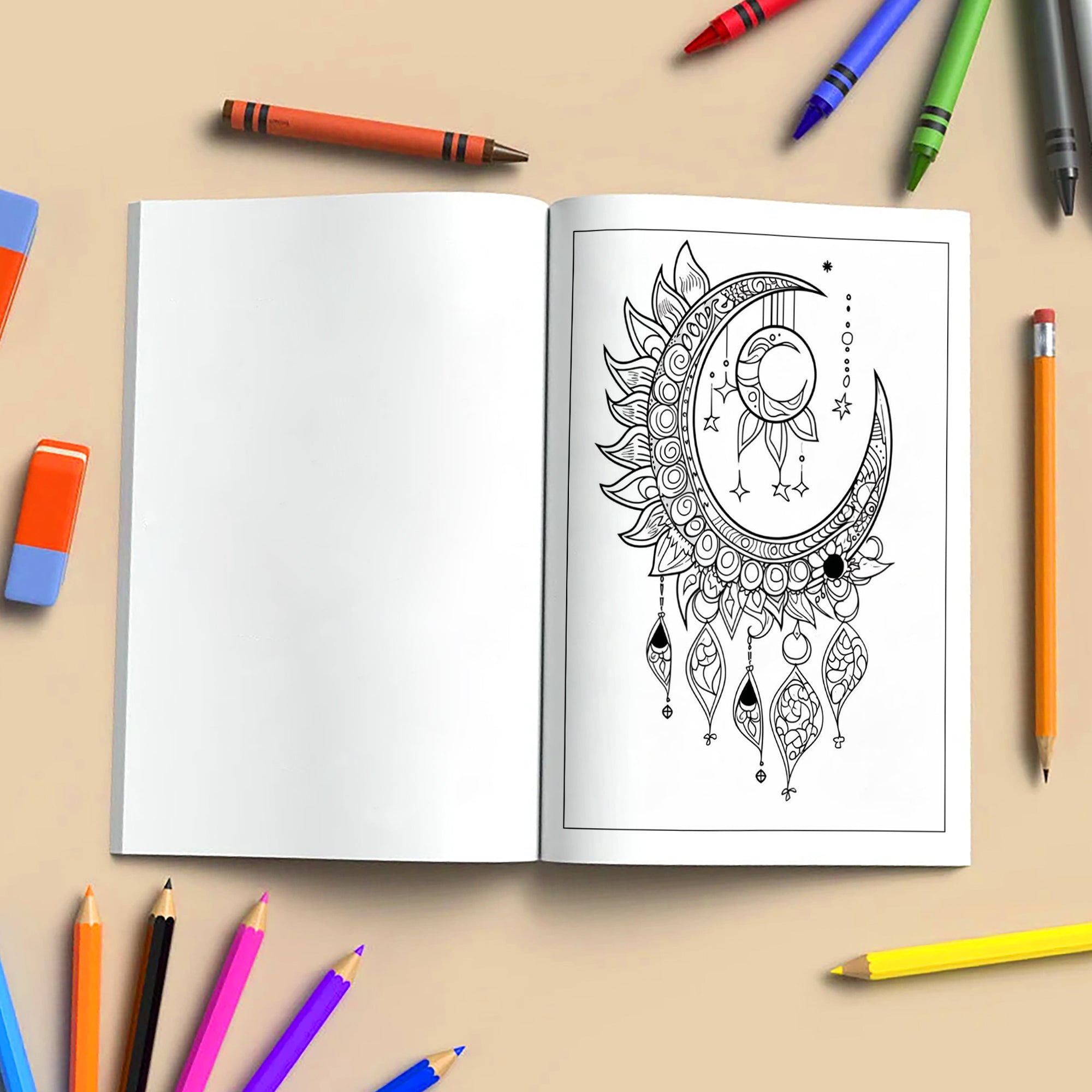 Starlit Zodiac Dreams Coloring Pages – 48 Pages – Moon, Stars & Horoscope Symbols for Adults