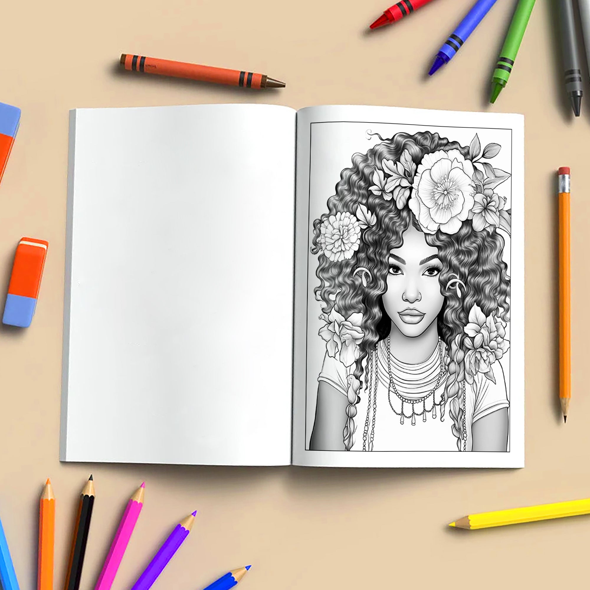 Bold & Beautiful Coloring Pages – 48 Confident Black Girl Portraits for Adults