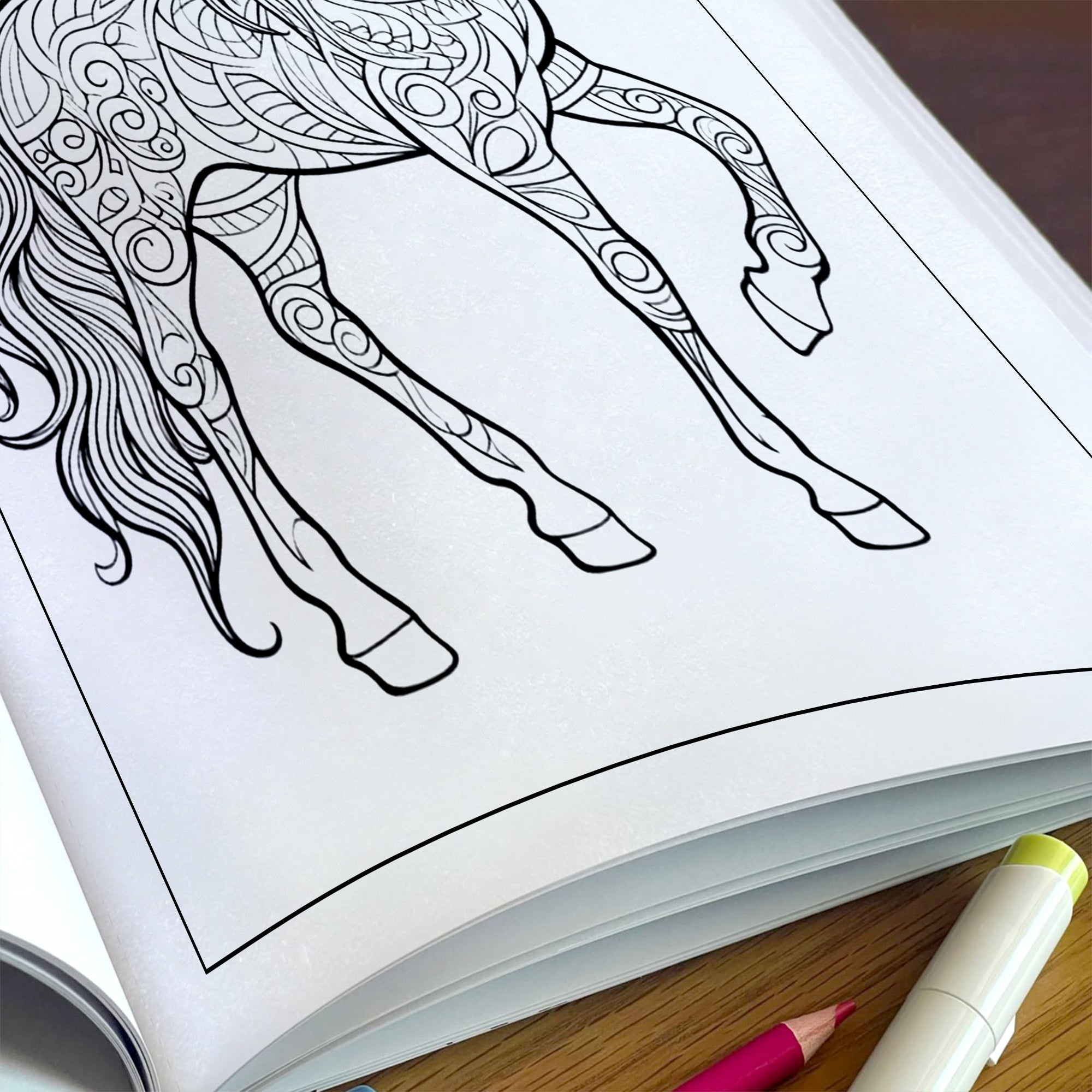 Majestic Horse Mandalas Coloring Pages – 48 Elegant Line Art Designs for Adults