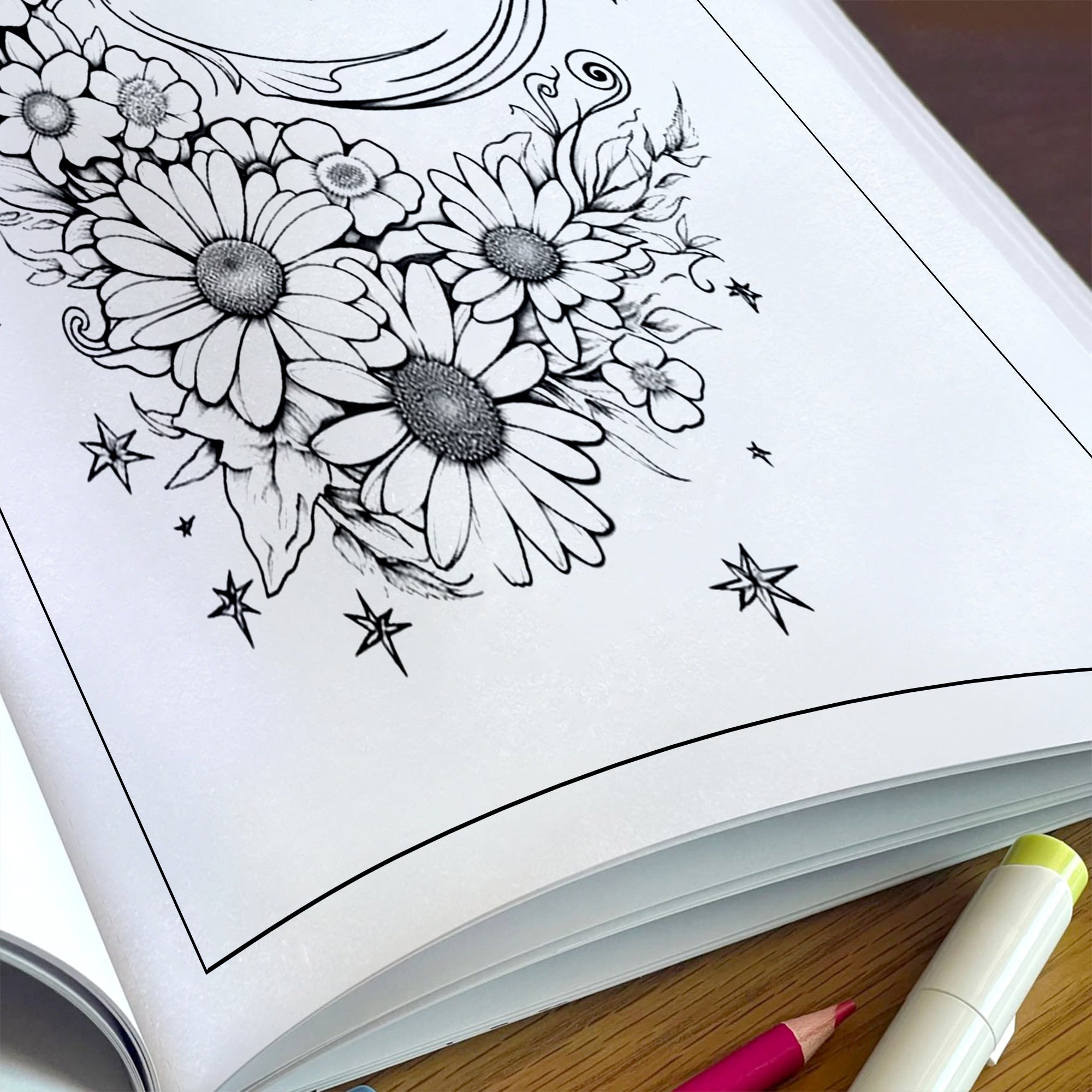 Moonlit Garden Dreams Coloring Pages – 48 Floral & Celestial Designs for Adults