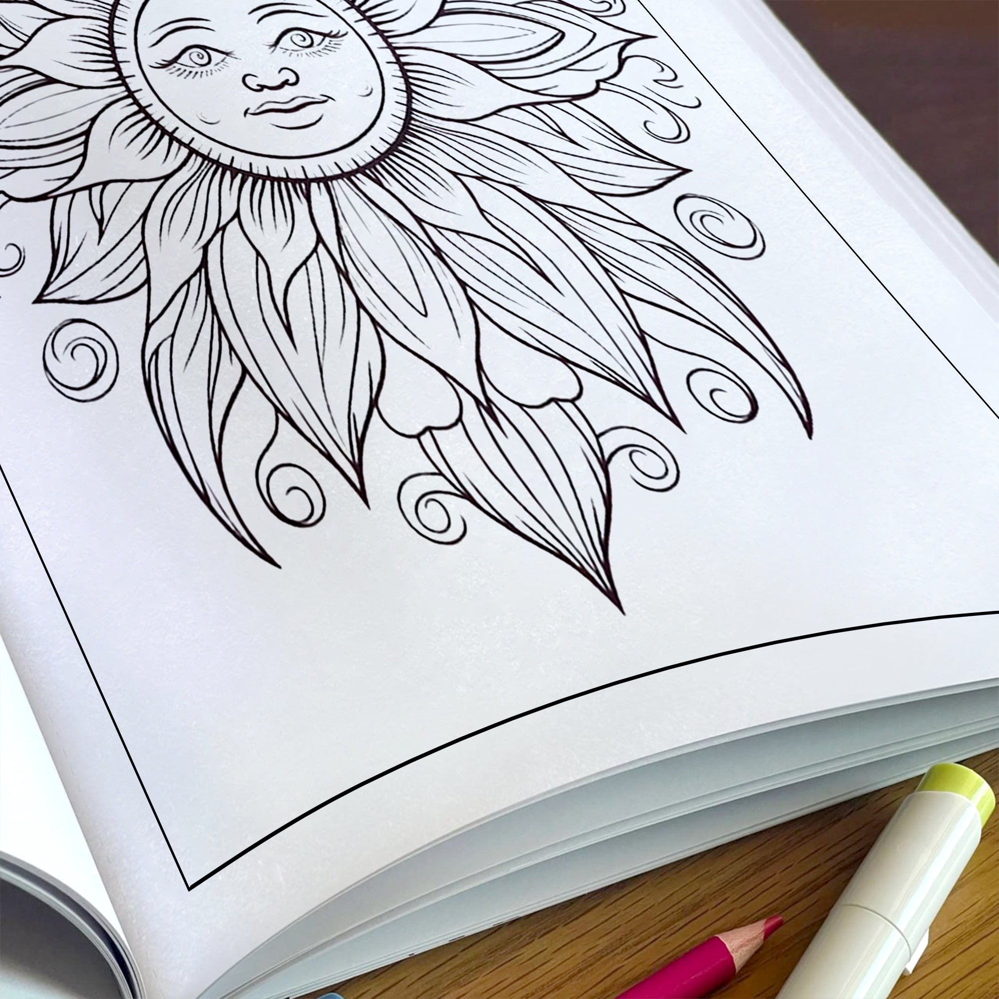 Celestial Radiance – Sun Mandala Coloring Pages – 48 Relaxing Designs for Adults