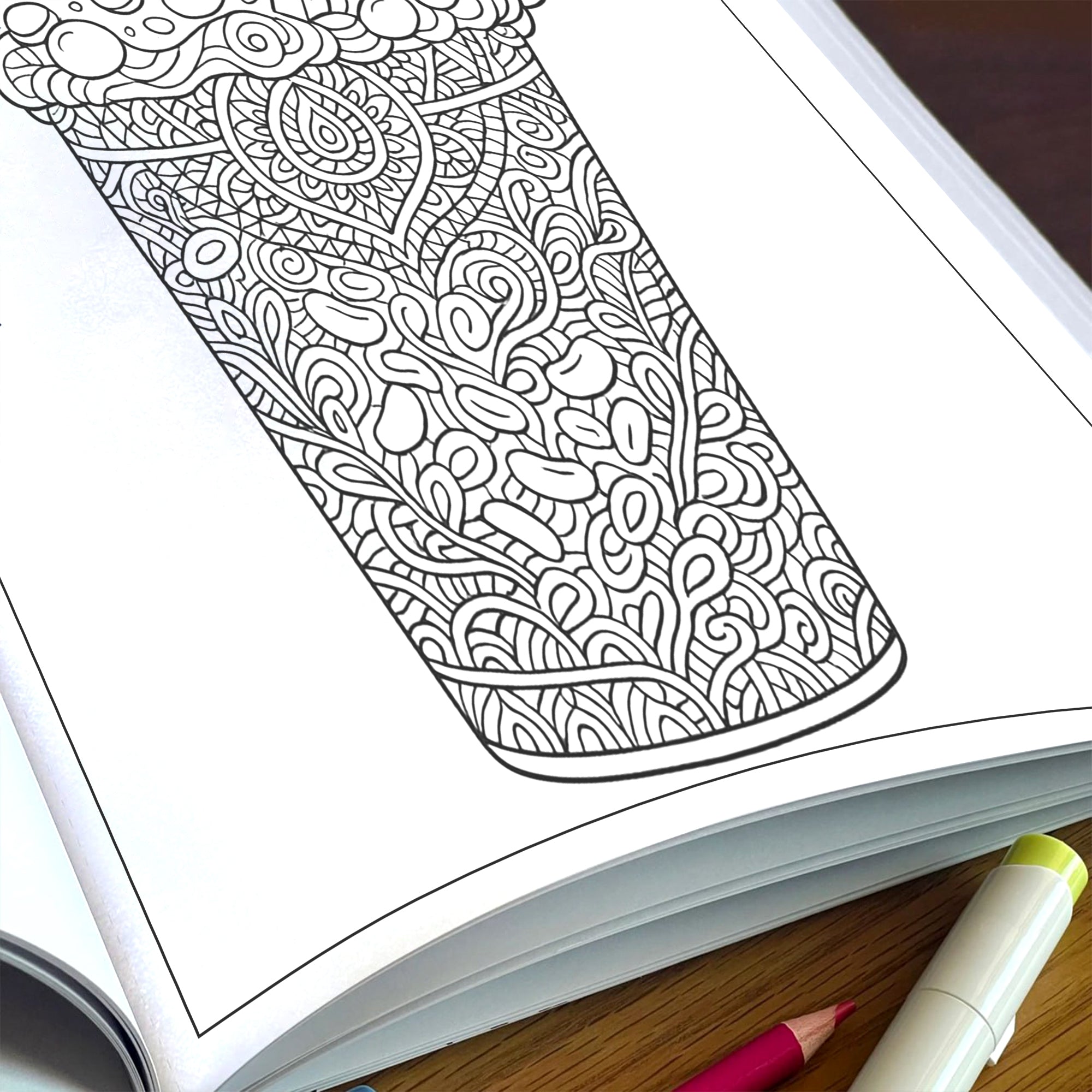 Fantasy Desserts & Drinks Mandala Coloring Pages – 48 Intricate Tropical and Space-Themed Treats for Adults