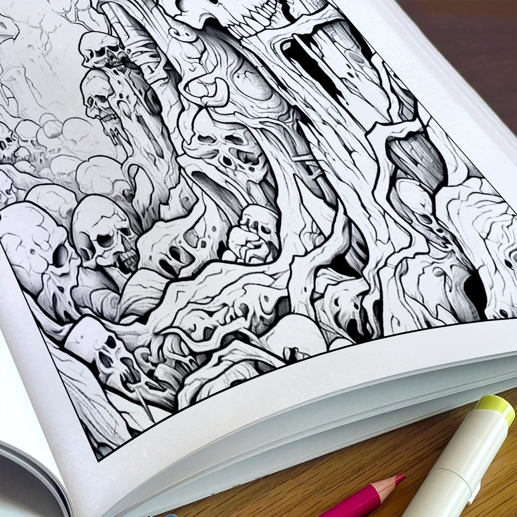 Whispers of the Dead Coloring Pages – 48 Gothic Skull Designs – For Adults