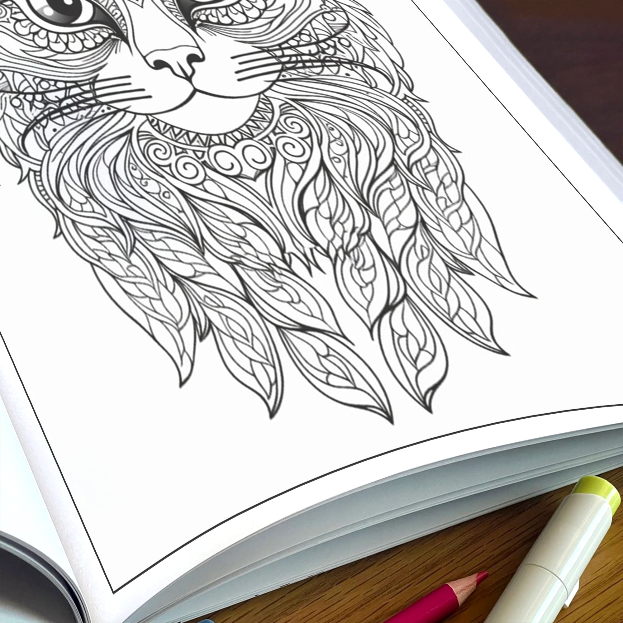 Mystic Cats Mandala Coloring Pages – 48 Intricate Designs for Adults