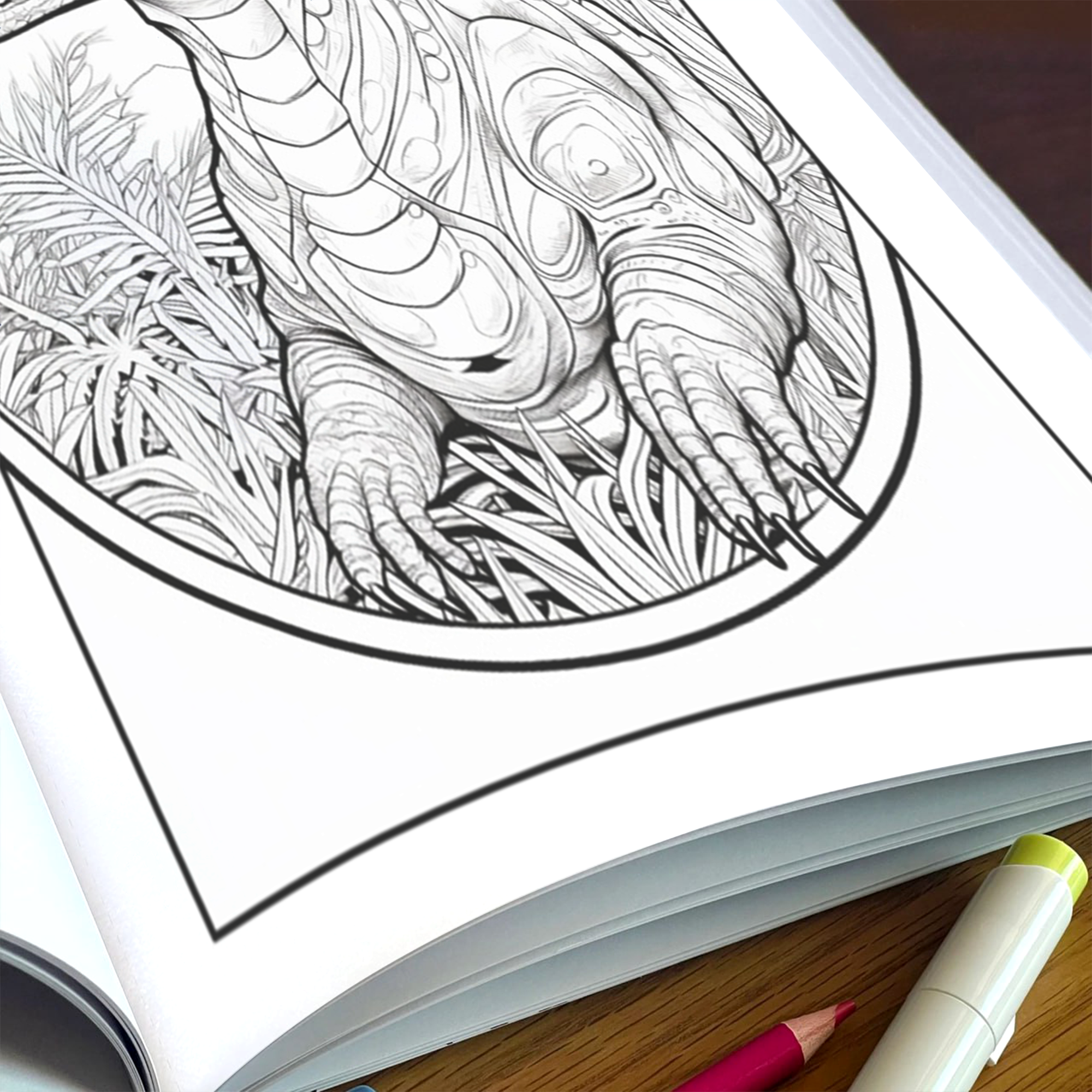 Dinosaur Mandala Adventure Coloring Pages – 48 Unique Dinosaur Designs for Kids & Adults