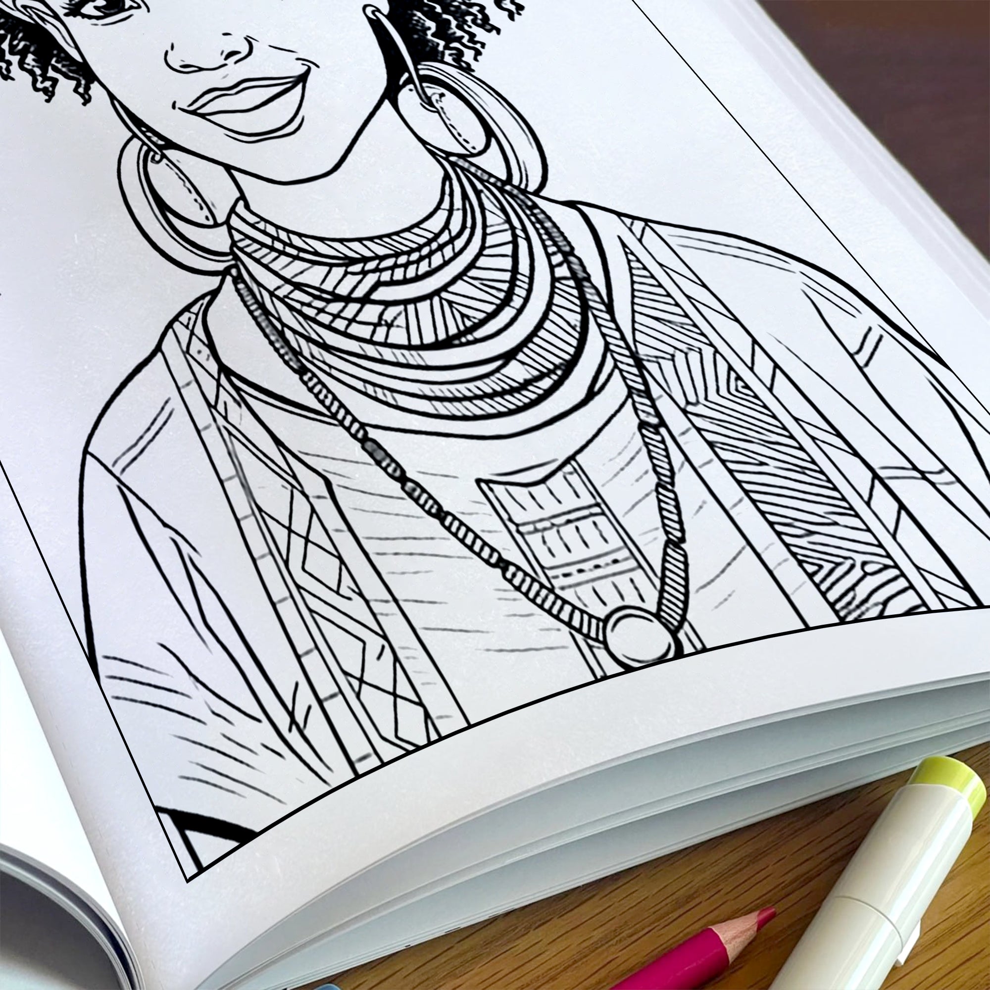 Black Beauty Blooms Coloring Pages – 48 Elegant Portraits of Black Girls for Adults