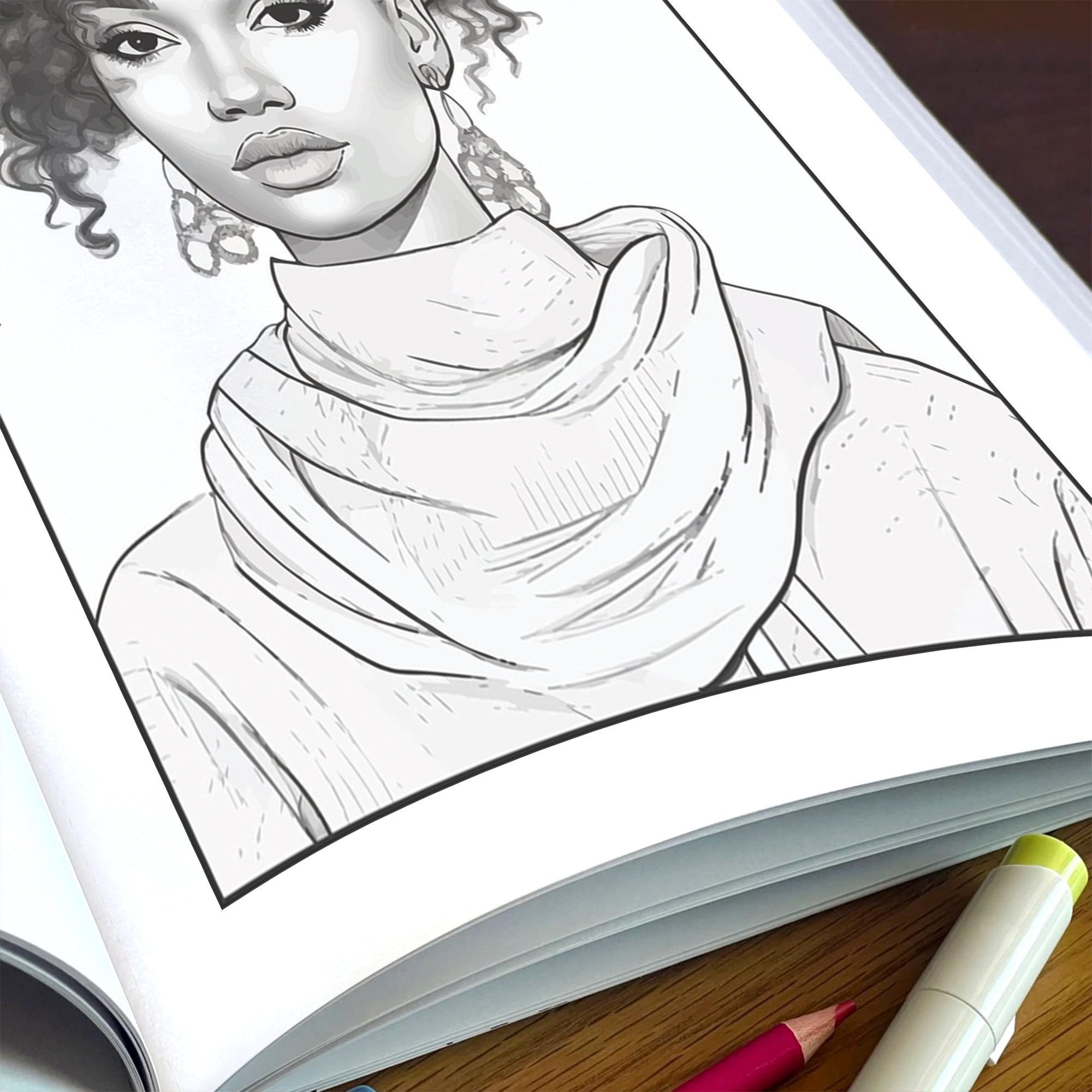 Bold & Beautiful Coloring Pages – 48 Stunning Black Girl Designs for Kids – Afro Hair, Headwraps & Big Style