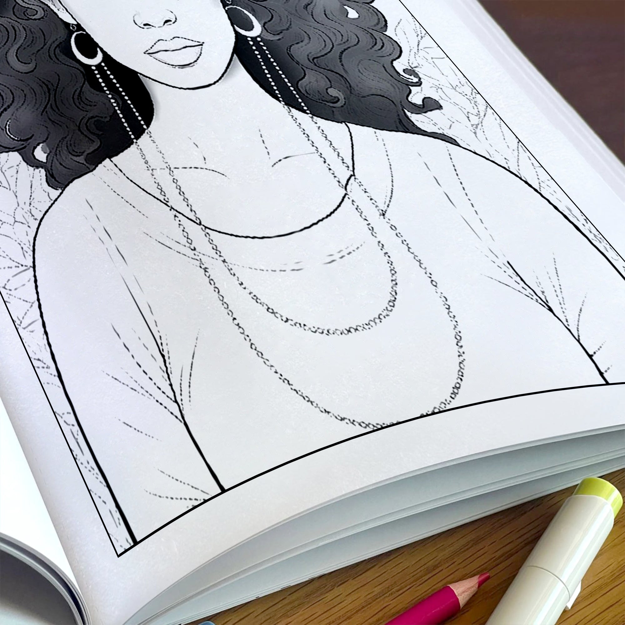 Blossom Queens Coloring Pages – 48 Floral Portraits of Black Women for Adults
