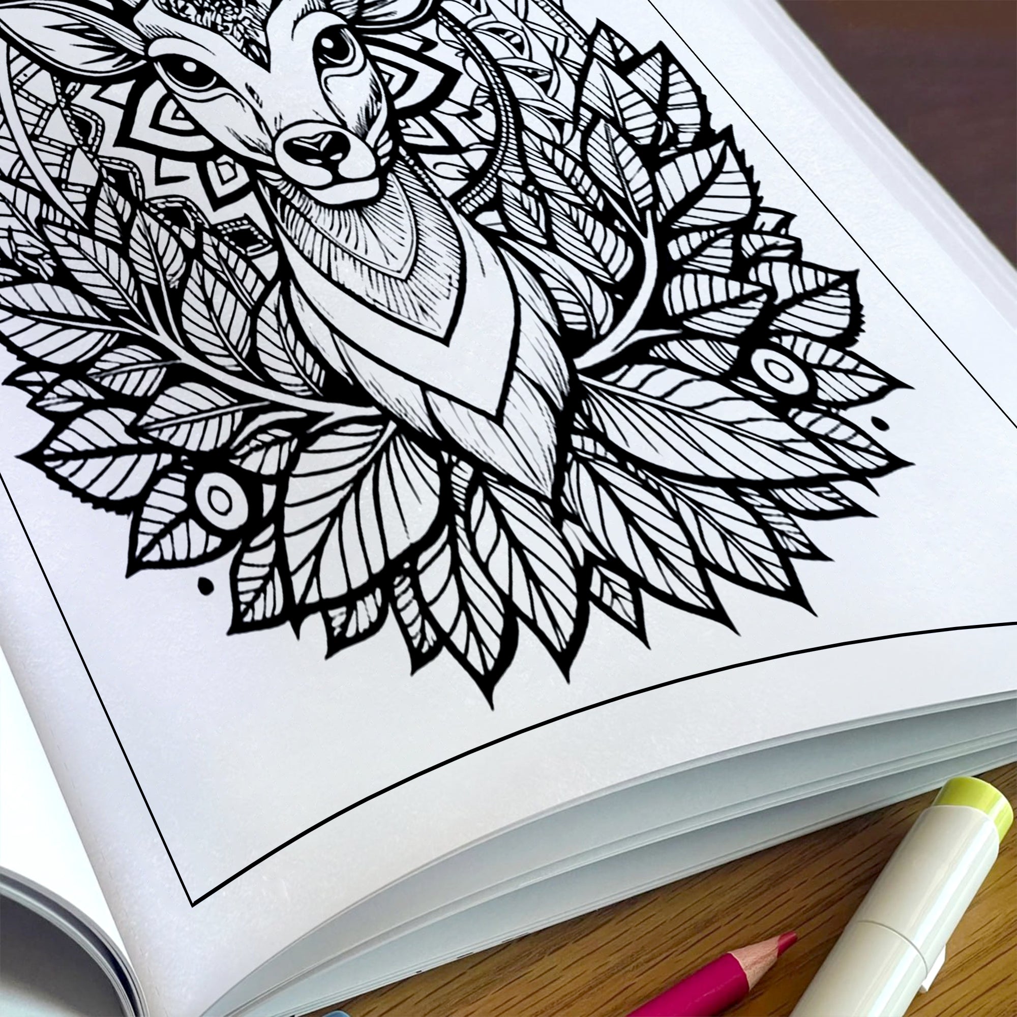 Forest Majesty – Deer Mandala Art Coloring Pages – 48 Pages – Intricate Forest Animal Designs – For Adults