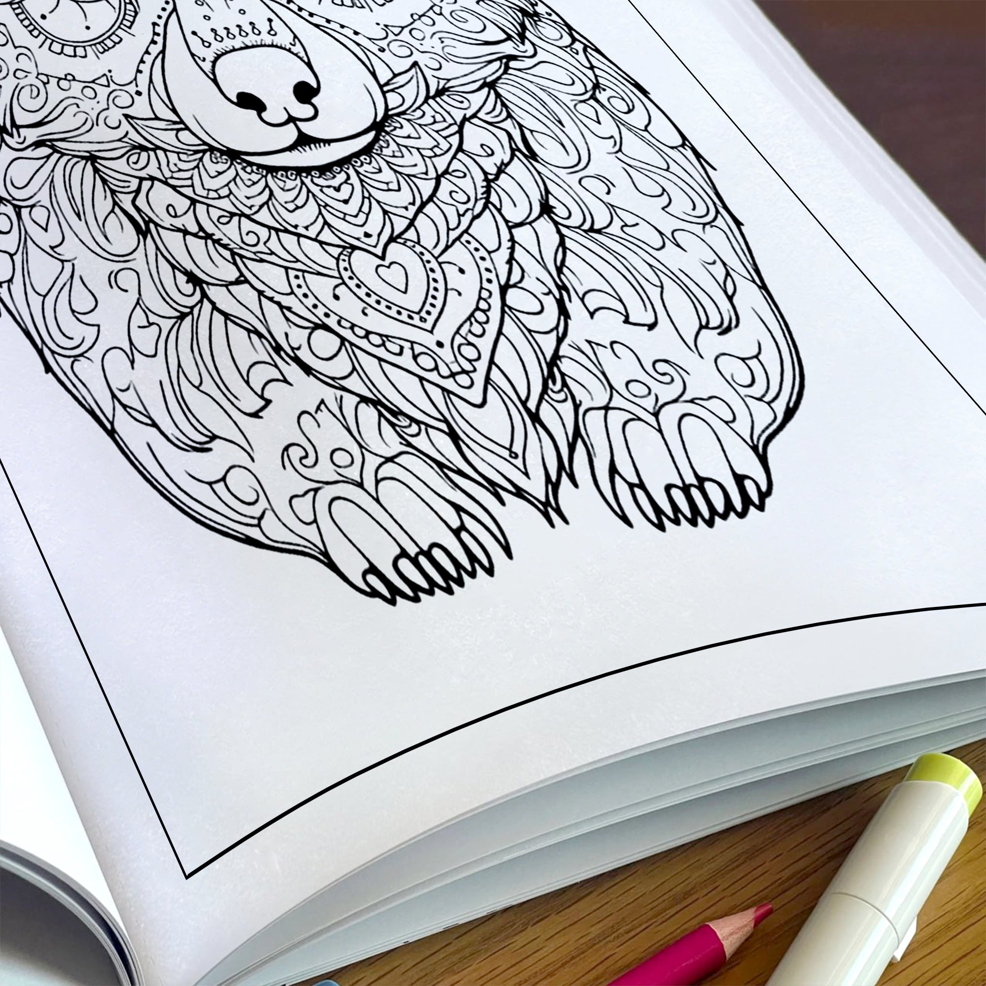 Mystic Bear Coloring Pages – 48 Mandala Animal Designs for Adults