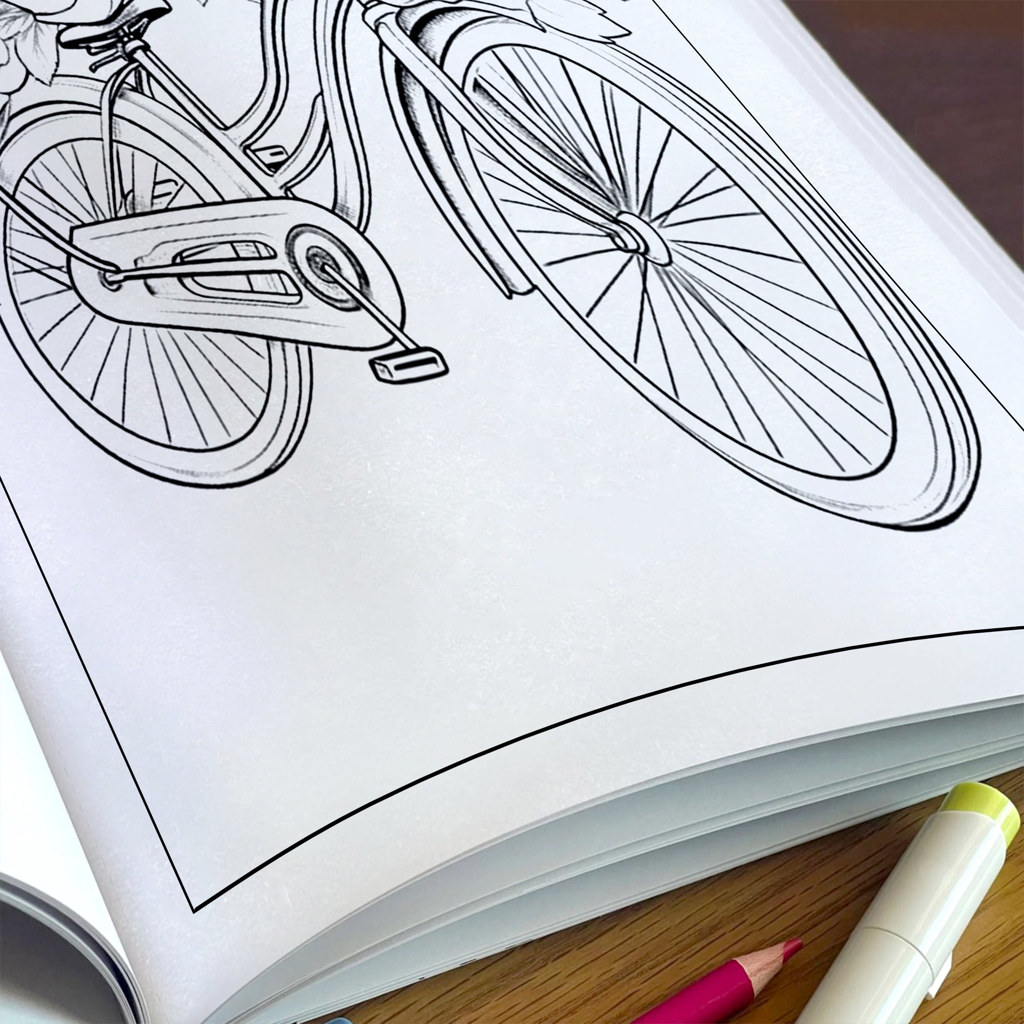 Bicycle Blossoms Coloring Pages – 48 Beautiful Bike & Floral Sheets – For Adults