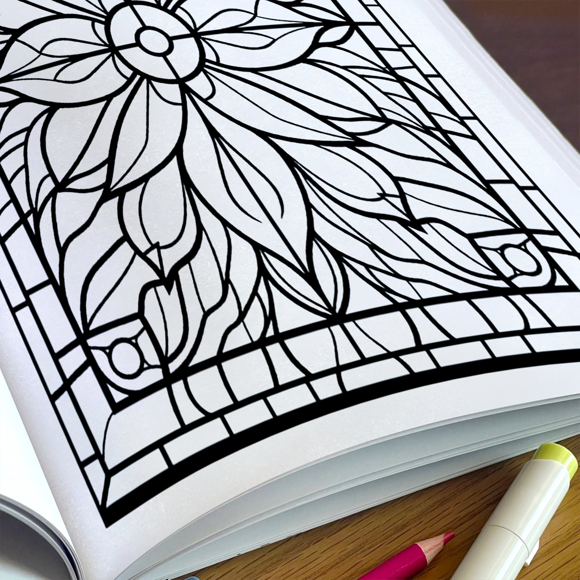 Glass Garden Mandalas Coloring Pages – 48 Elegant Floral Stained Glass Designs for Adults