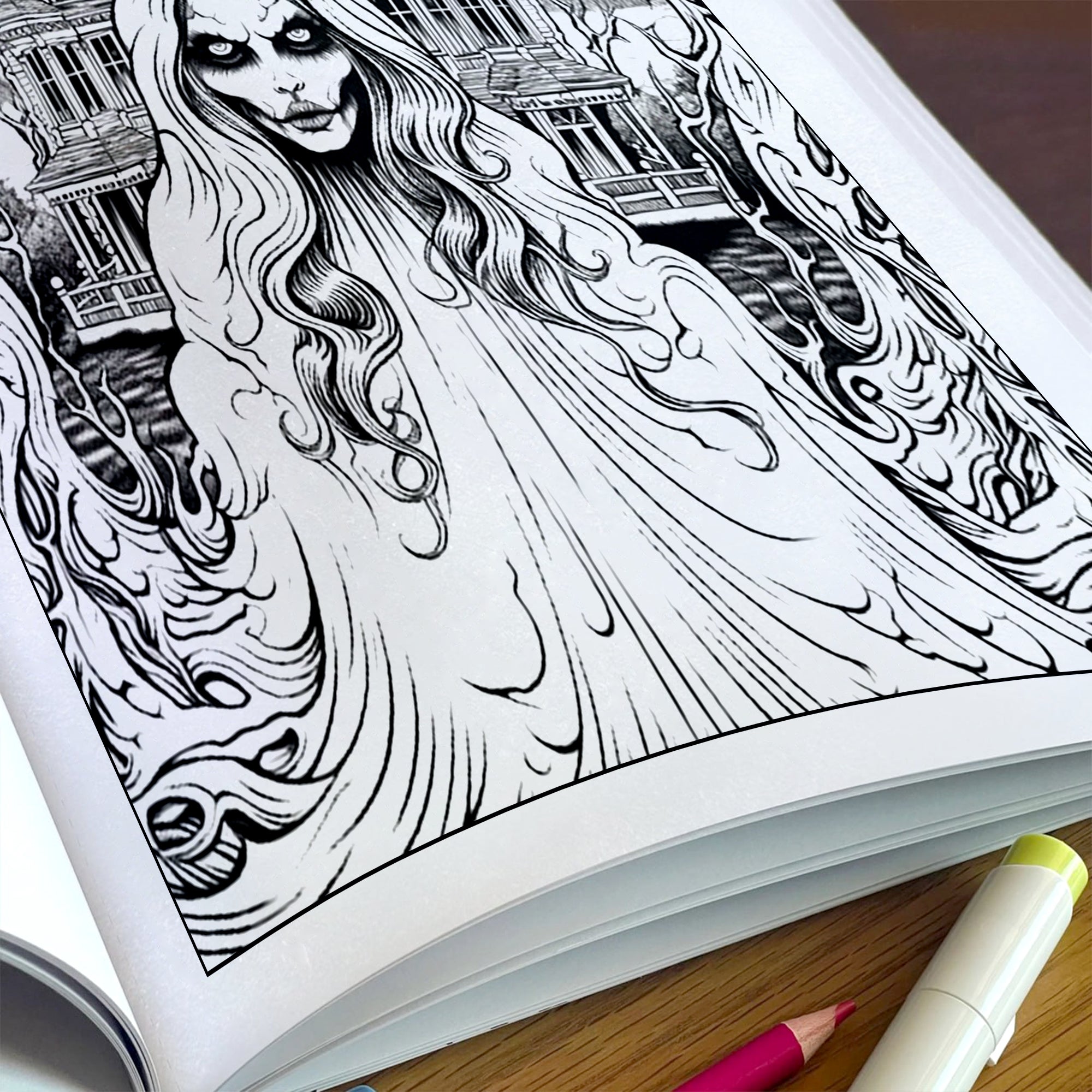 Broken Innocence Coloring Pages – 48 Pages – Creepy Doll Portraits, Cracked Porcelain Faces & Gothic Aesthetic – For Adults