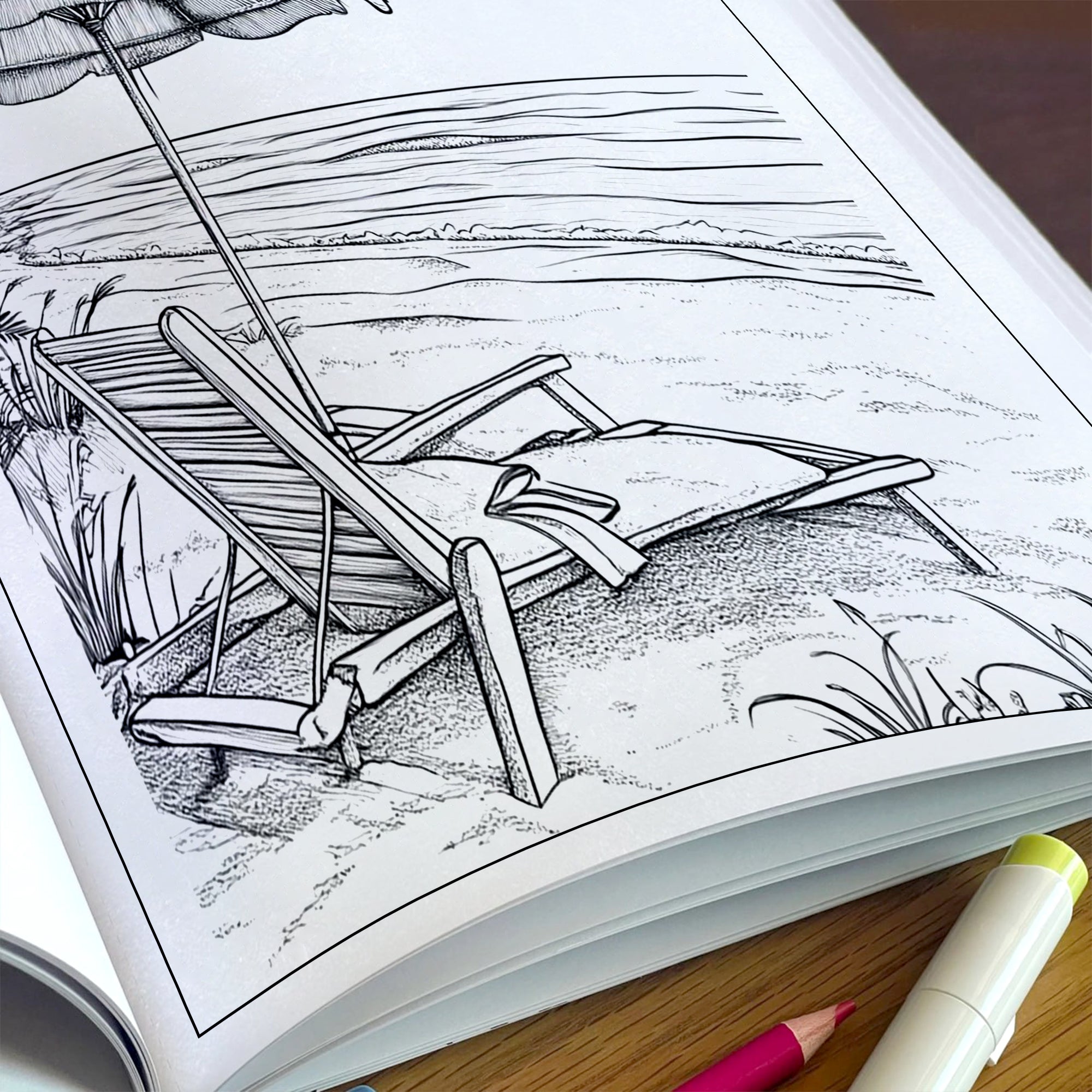 Tropical Calm Coloring Pages – 48 Peaceful Hawaii Coastline Illustrations for Adults