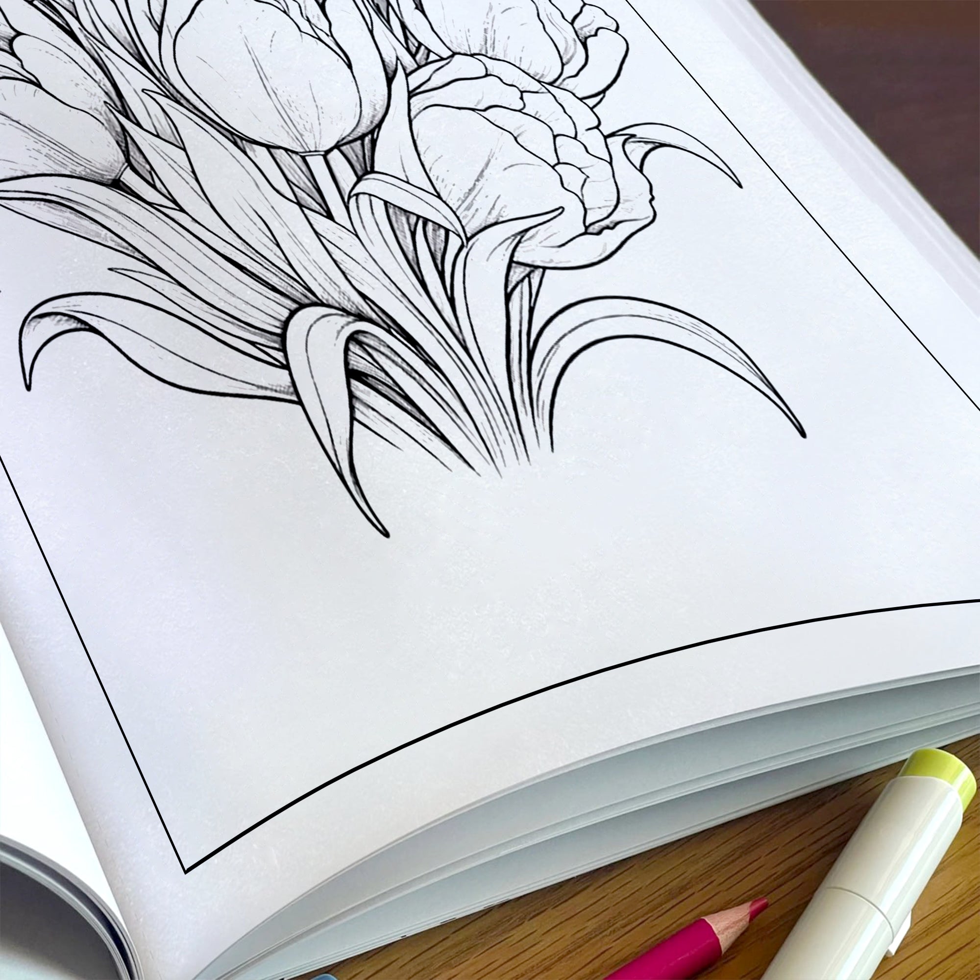 Tulip Whispers Coloring Pages – 48 Relaxing Floral Illustrations for Adults