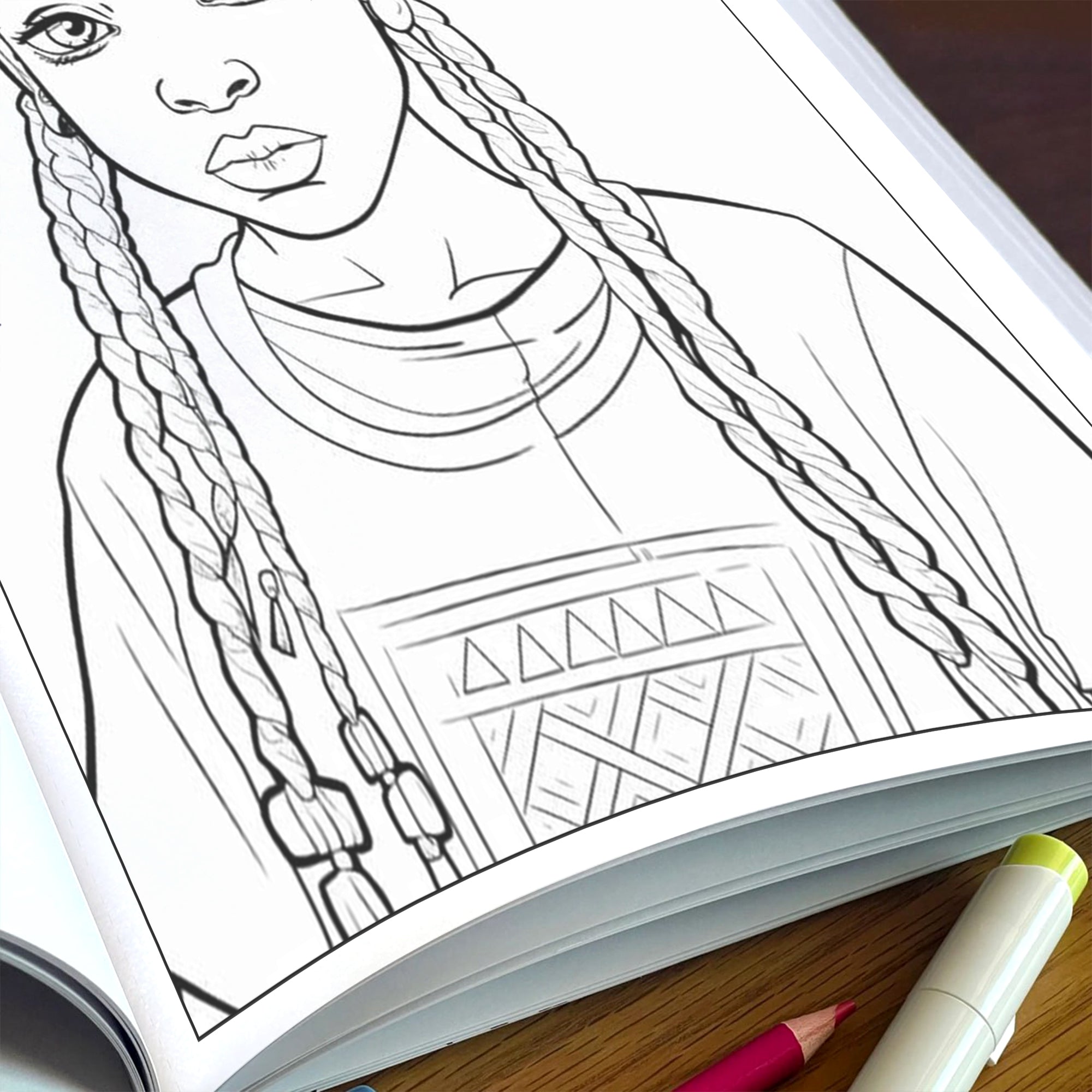 Braided Queens – Black Girls Coloring Pages – 48 Pages – Stylish, Empowering, Diverse Hairstyles – For Kids