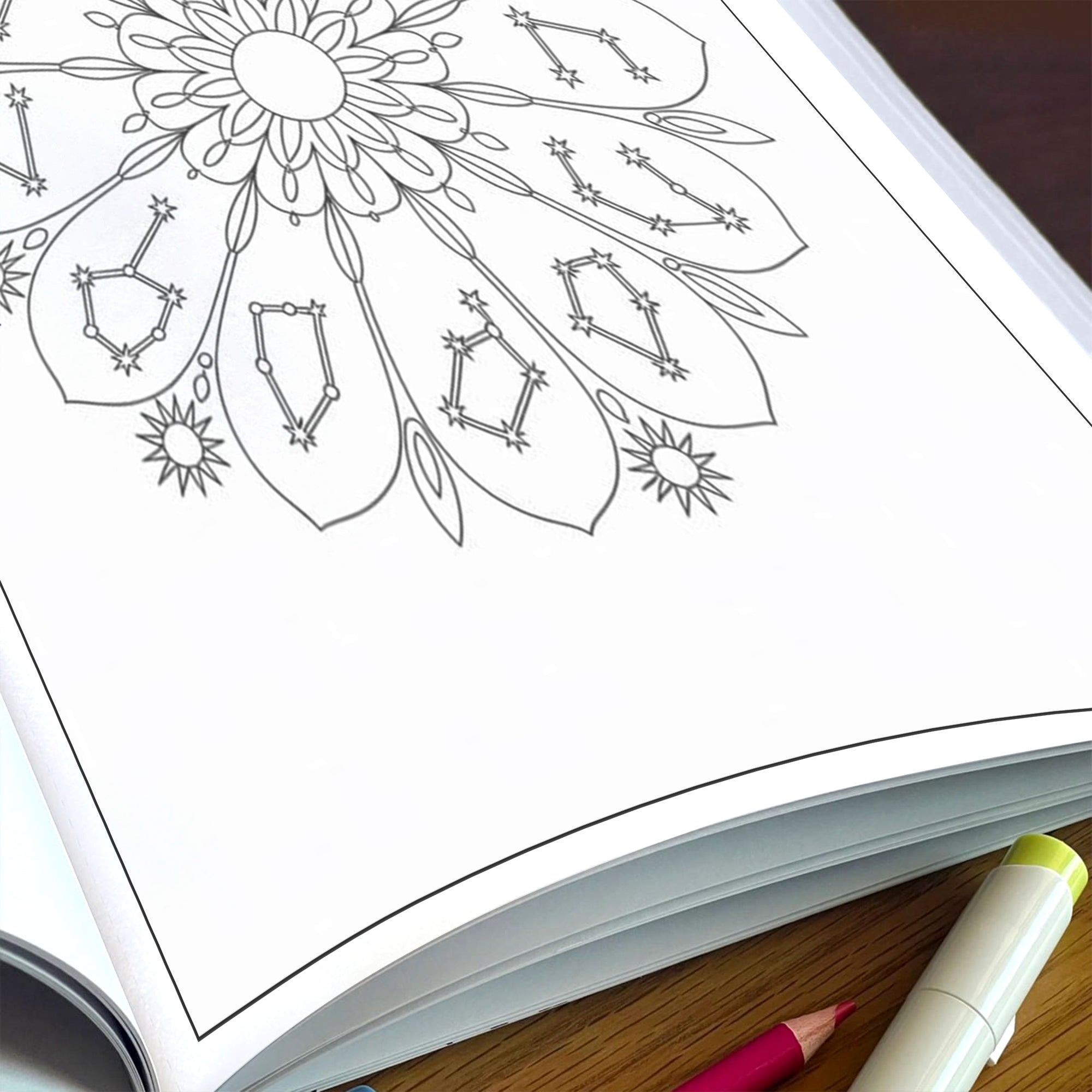 Zodiac Harmony – Astrology Coloring Pages – 48 Pages – Stars, Constellations, Mandala Designs – For Adults