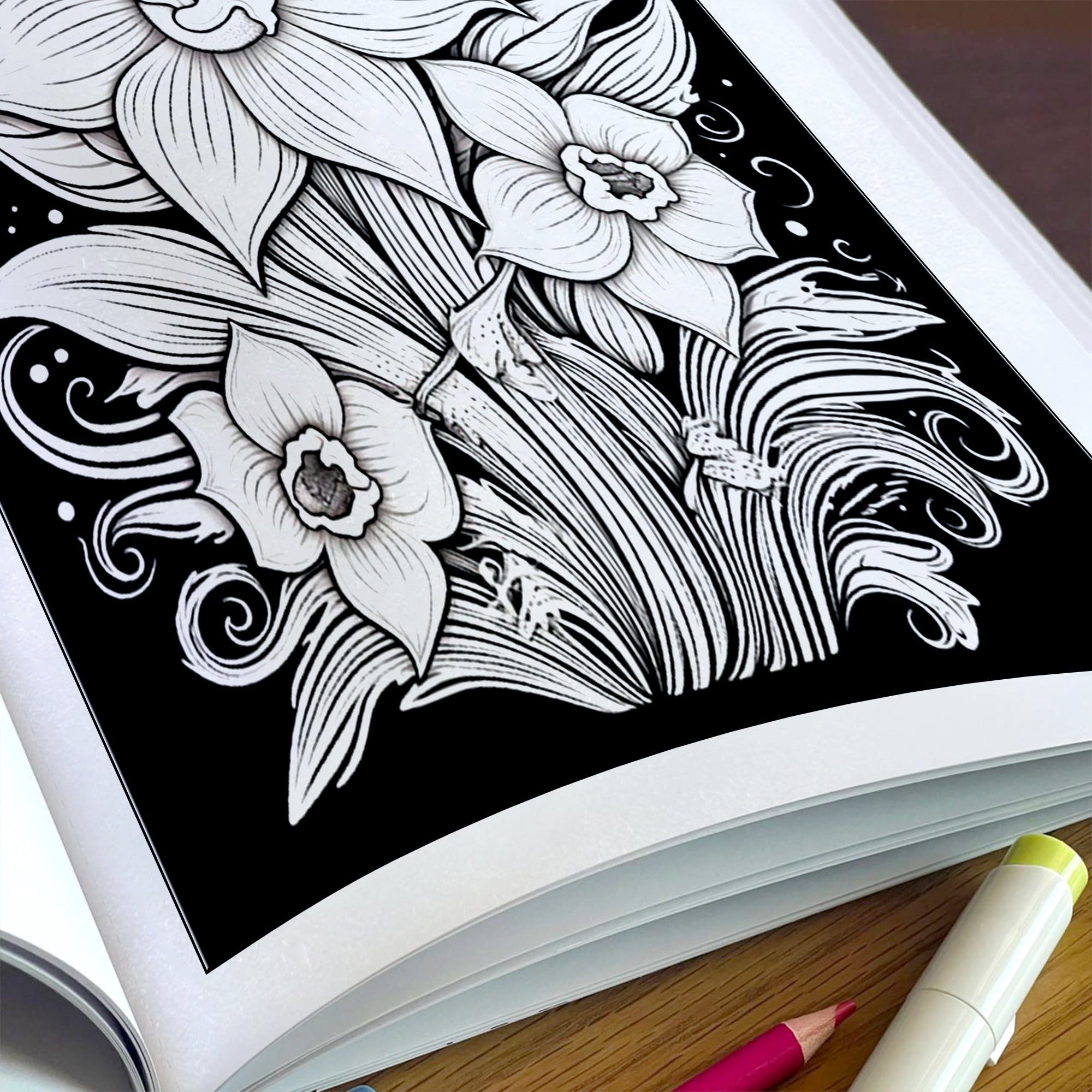 Twilight Petals Coloring Pages – 48 Elegant Night Flowers for Adults