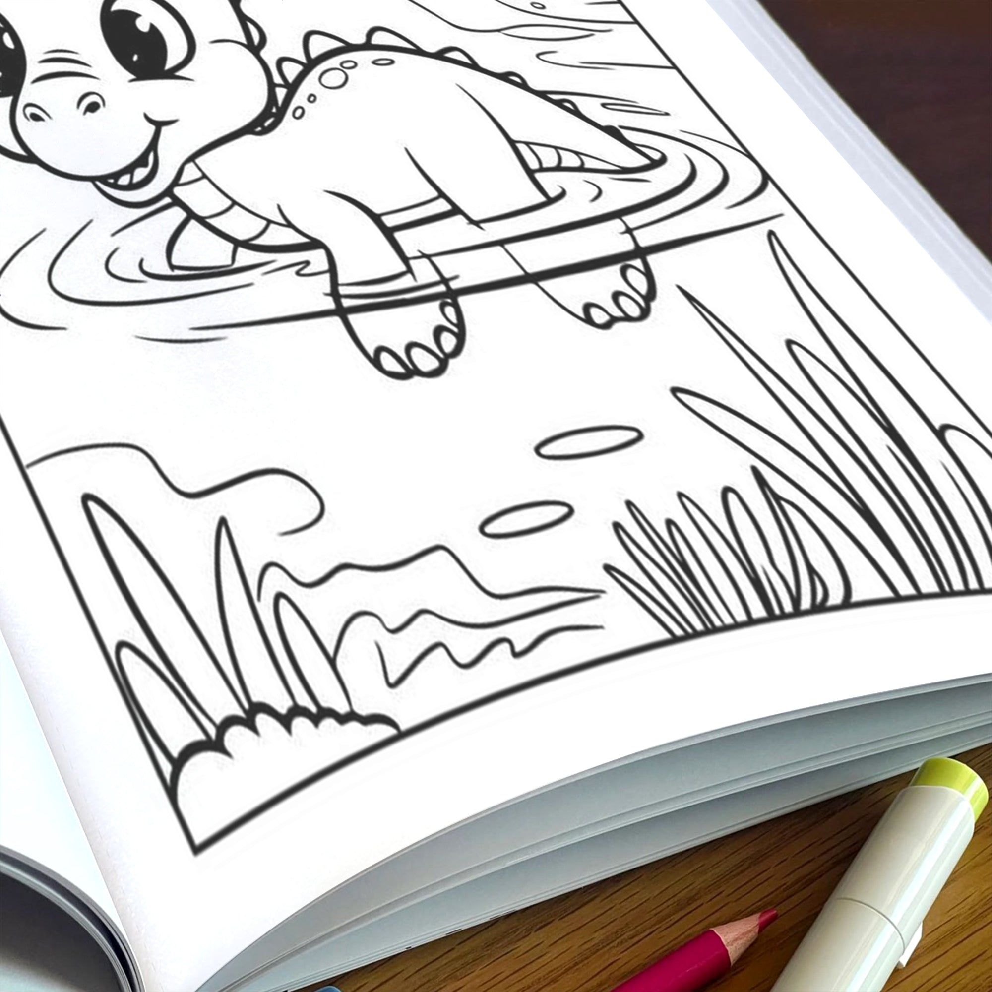 Smiling Dinos in the Wild – Dinosaur Coloring Pages – 48 Pages – Easy-to-Color Scenes, Jungle Adventures – For Kids