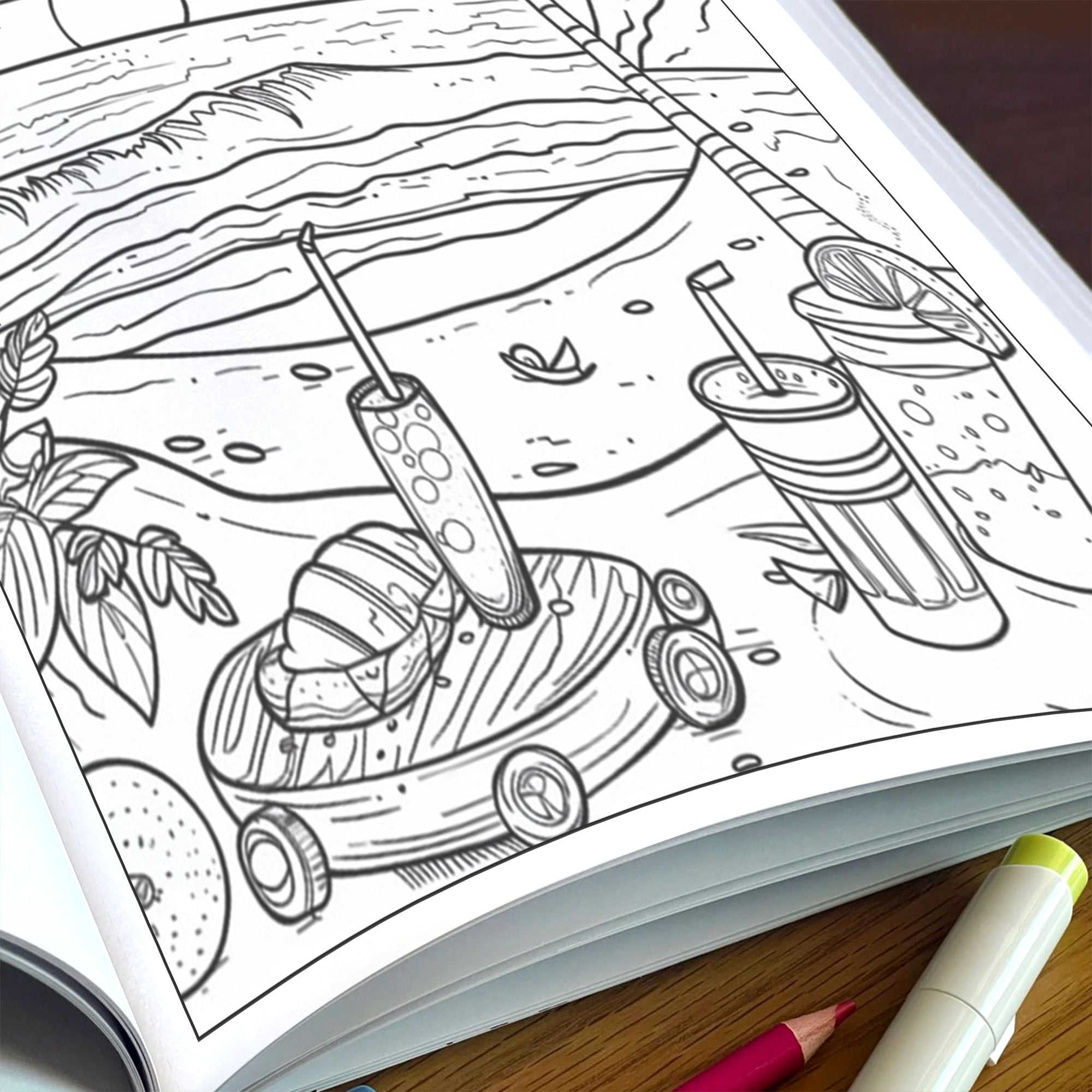 Tropical Breeze – Hawaii Coloring Pages – 48 Relaxing Beach Scenes for Adults