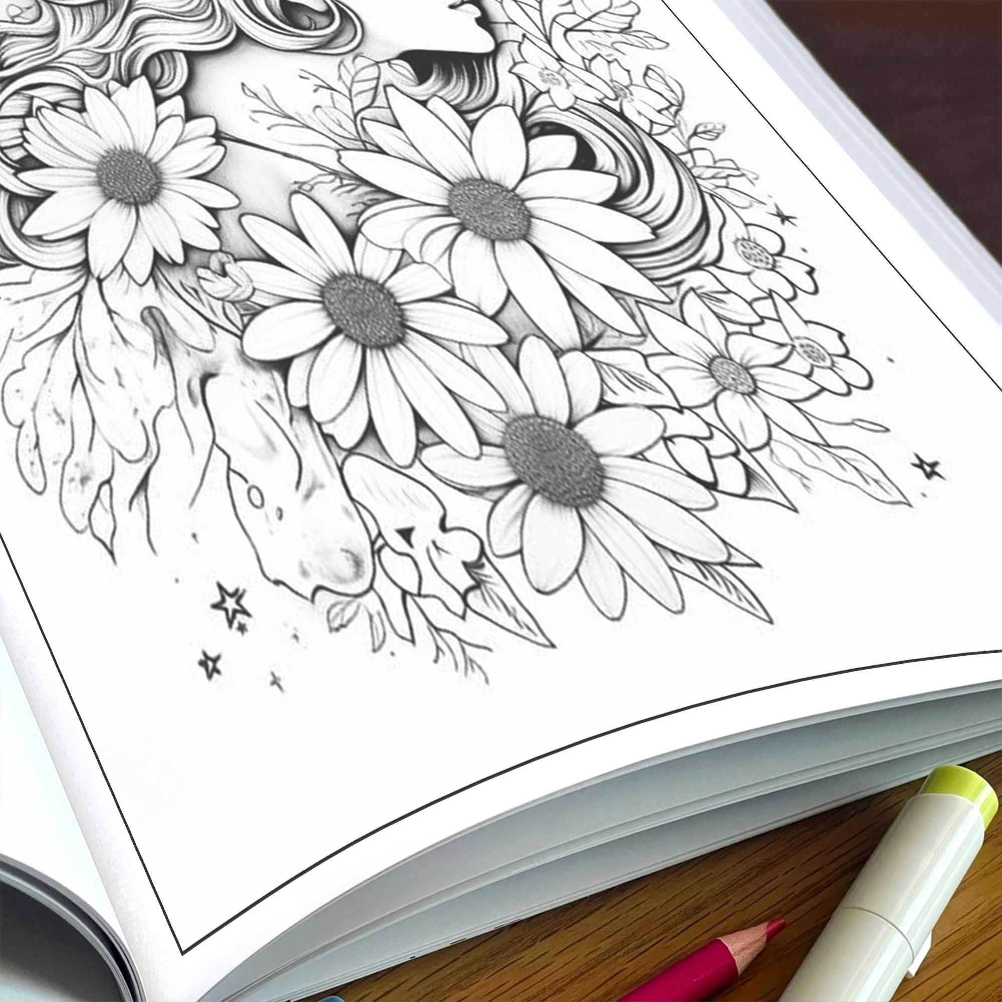 Moonlit Petals – Flower and Moon Coloring Pages – 48 Pages – Feminine, Magical, Nature-Inspired Beauty – For Adults