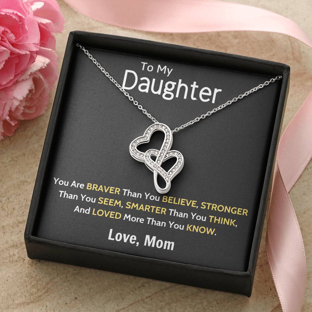 Daughter Gift Necklace Daughter Birthday Gift Gift For Daughter Daughter Jewelry 16 Double Hearts Necklace