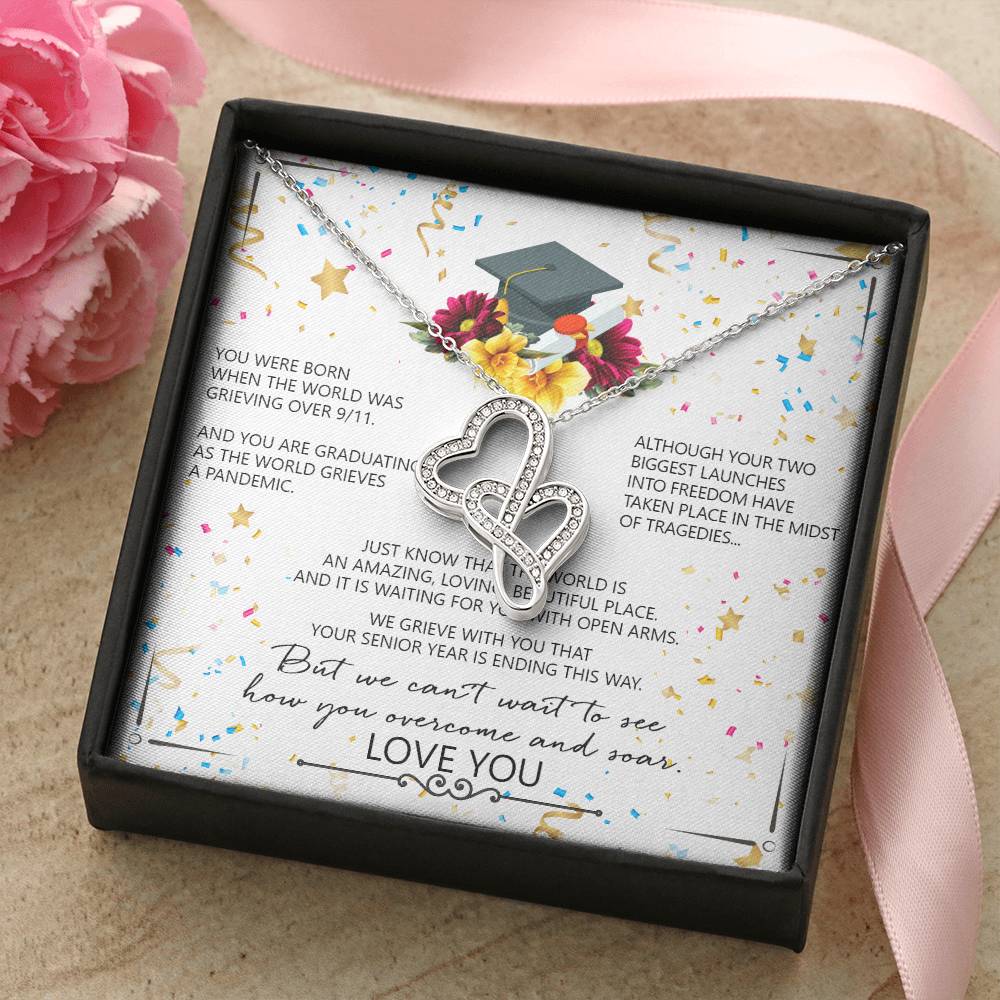Graduation Gift  Ideas - September 11 2001 - Gift From Mom Dad - Graduation Necklace - College Graduated Gift - Gift F Double Hearts Necklace