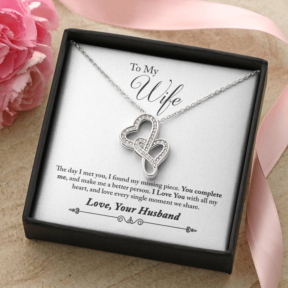 To My Wife Hearts Double Hearts Necklace