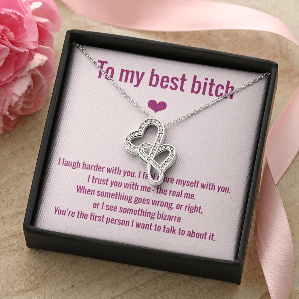 To My Best Bitch Necklace - Double Hearts Double Hearts Necklace