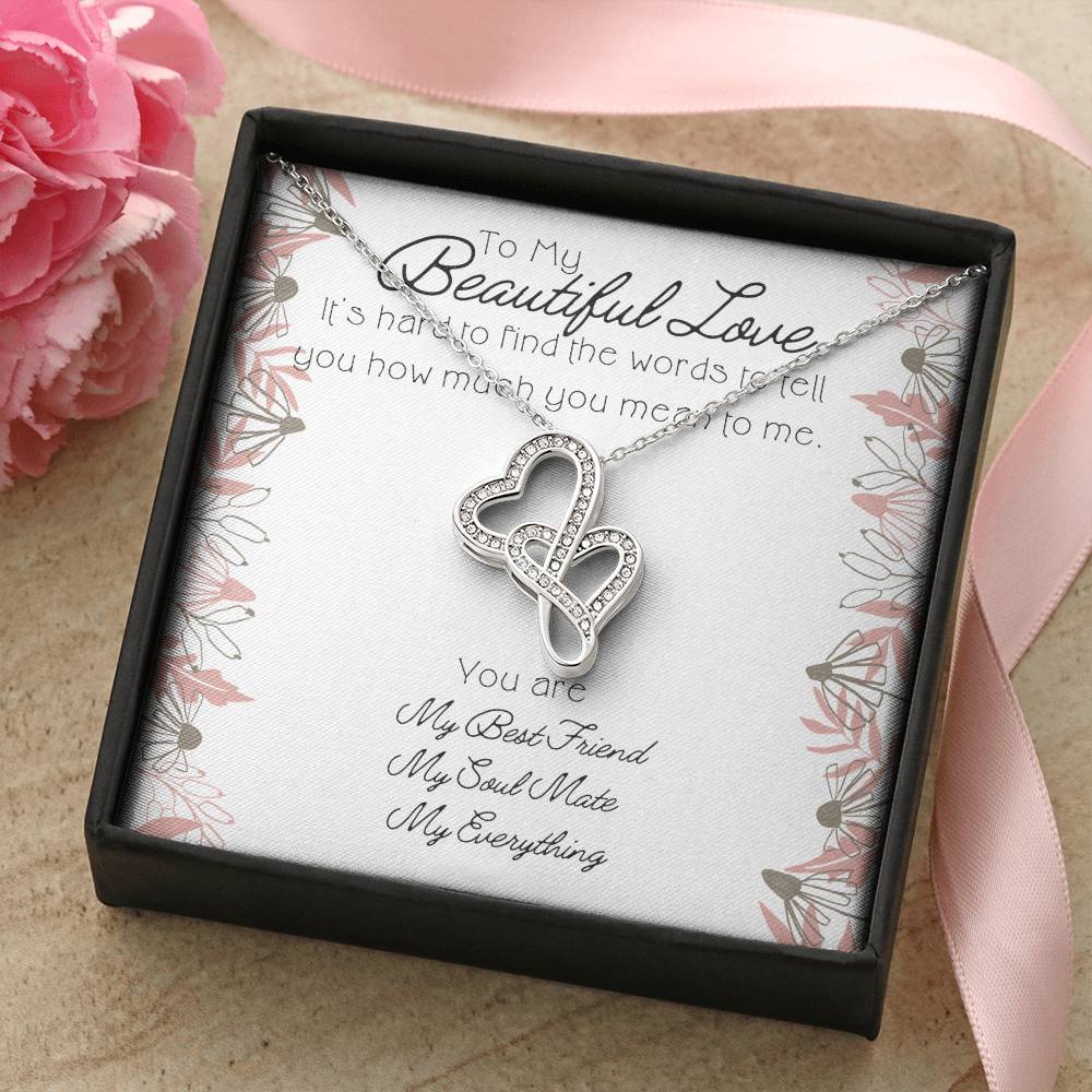 To My Beautiful Love - Gift For Partner Anniversary Gift Birthday Gift Double Hearts Necklace