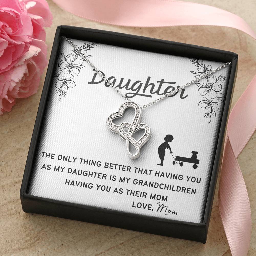 Forever Love Necklace. Perfect Gift For Your Daughter. 1 Double Hearts Necklace