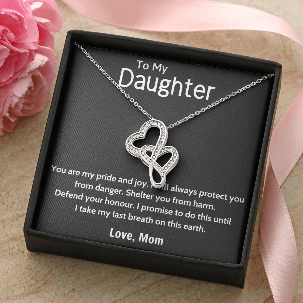 Daughter Gift Necklace Daughter Birthday Gift Gift For Daughter Daughter Jewelry 10 Double Hearts Necklace