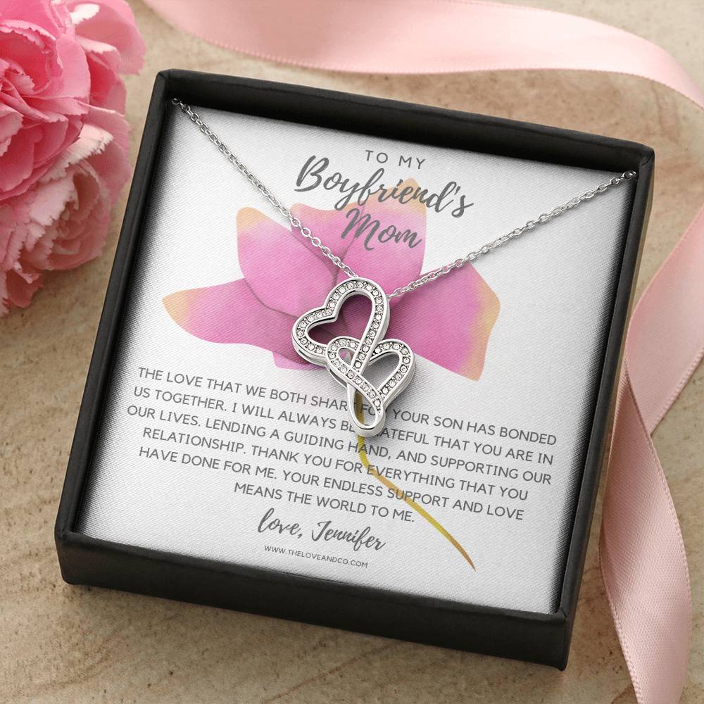 To My Boyfriend's Mom Necklace Double Hearts Necklace
