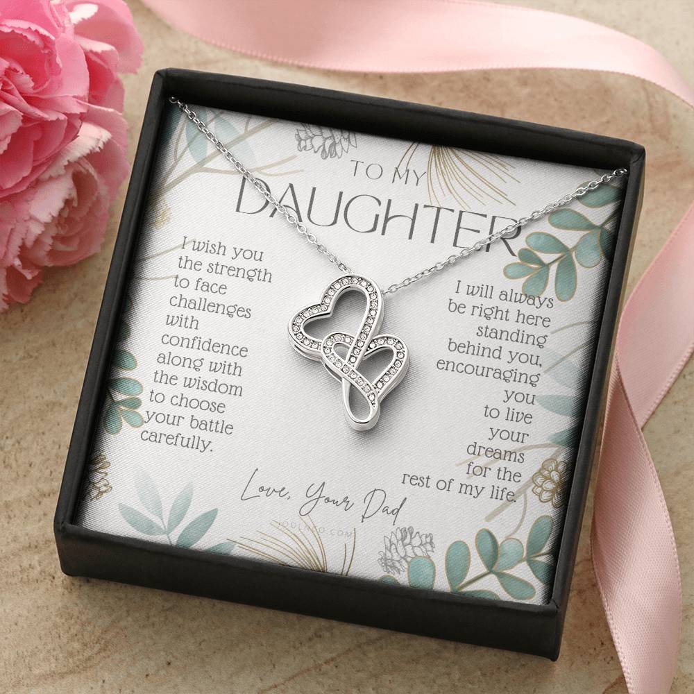 To My Daughter Live Your Dreams Gift For Daughter From Dad Daughter Birthday Graduation Christmas Present Double Hearts Necklace