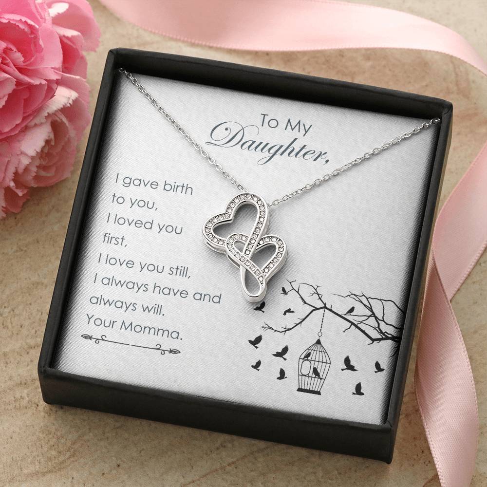 To My Daughter -  2 Double Hearts Necklace