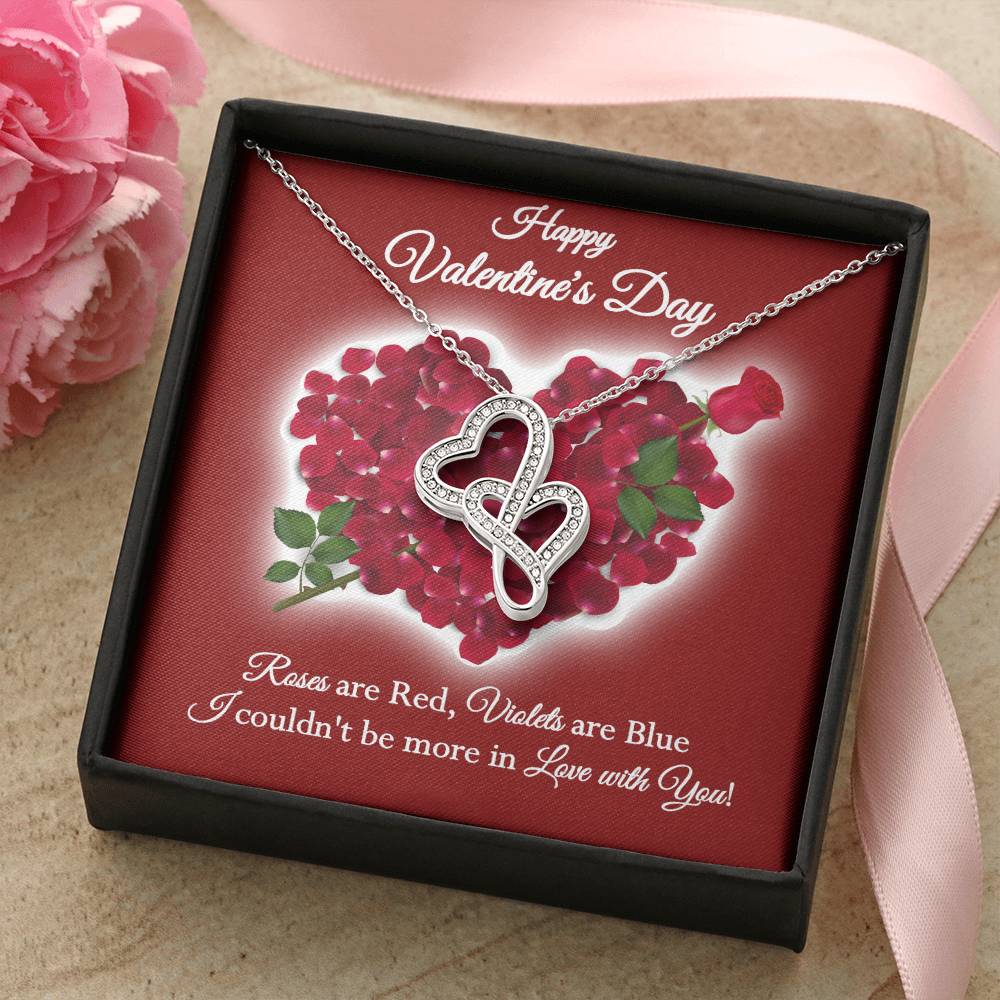 Happy Valentine's Day Roses Dblhrts Necklace Double Hearts Necklace