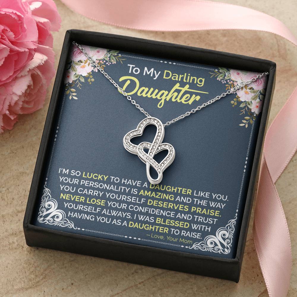 Mom To Daughter -  Double Hearts Necklace