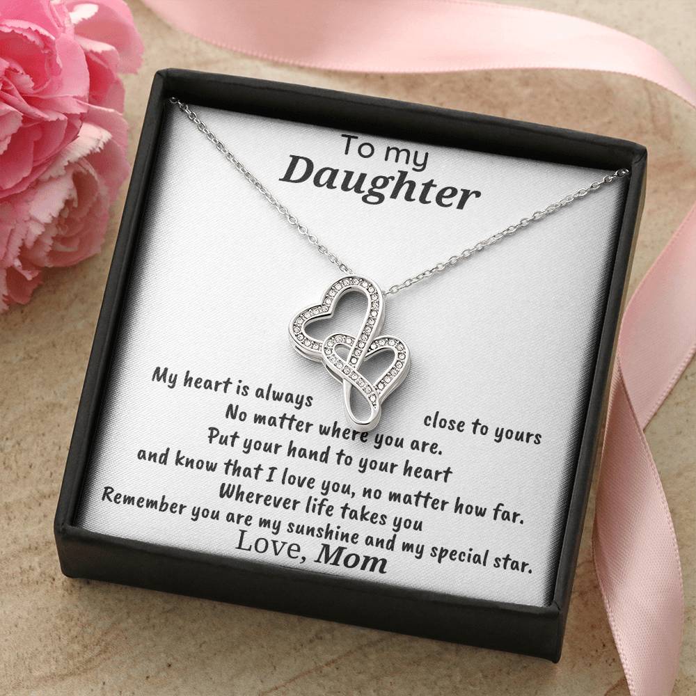 My Heart Is Always -  Double Hearts Necklace