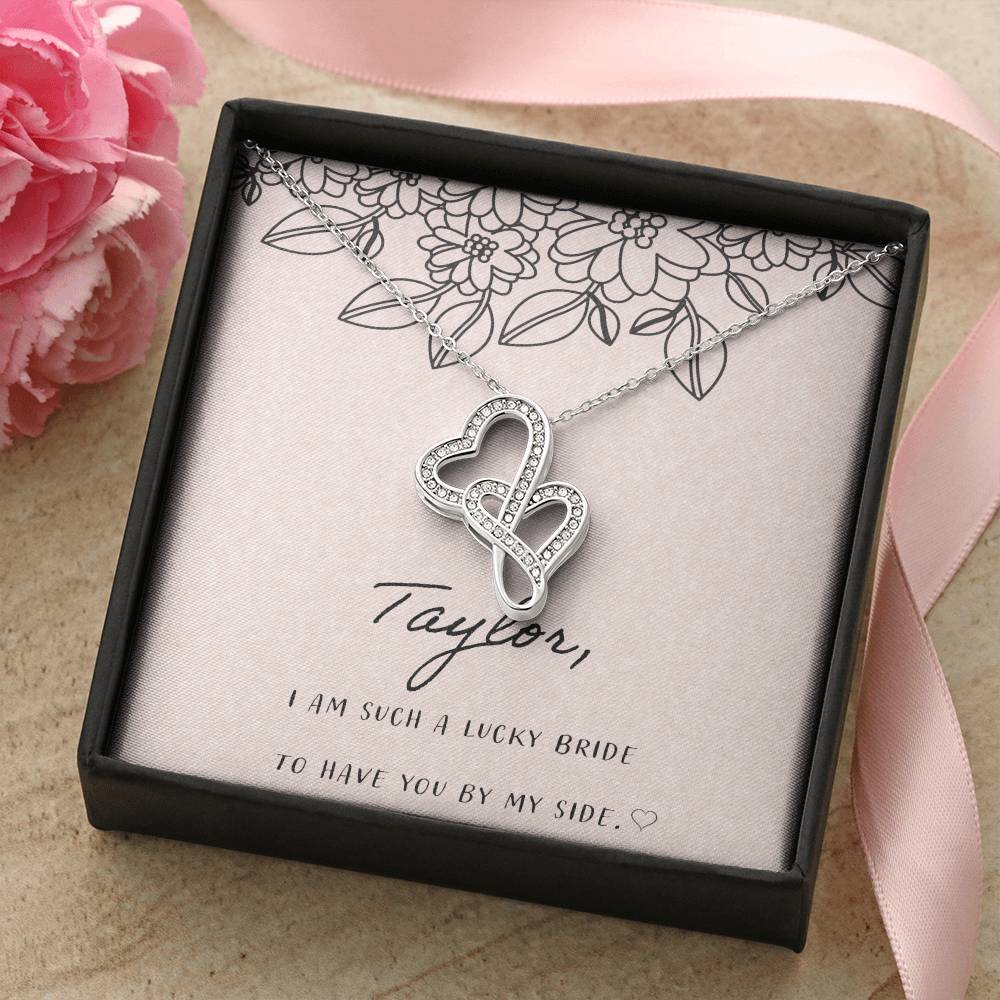 I Am Such A Happy Bride Double Hearts Necklace