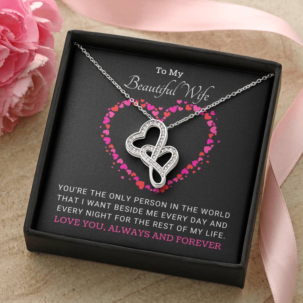 Those Words Made Her Tear Up... Adam T. Double Hearts Necklace