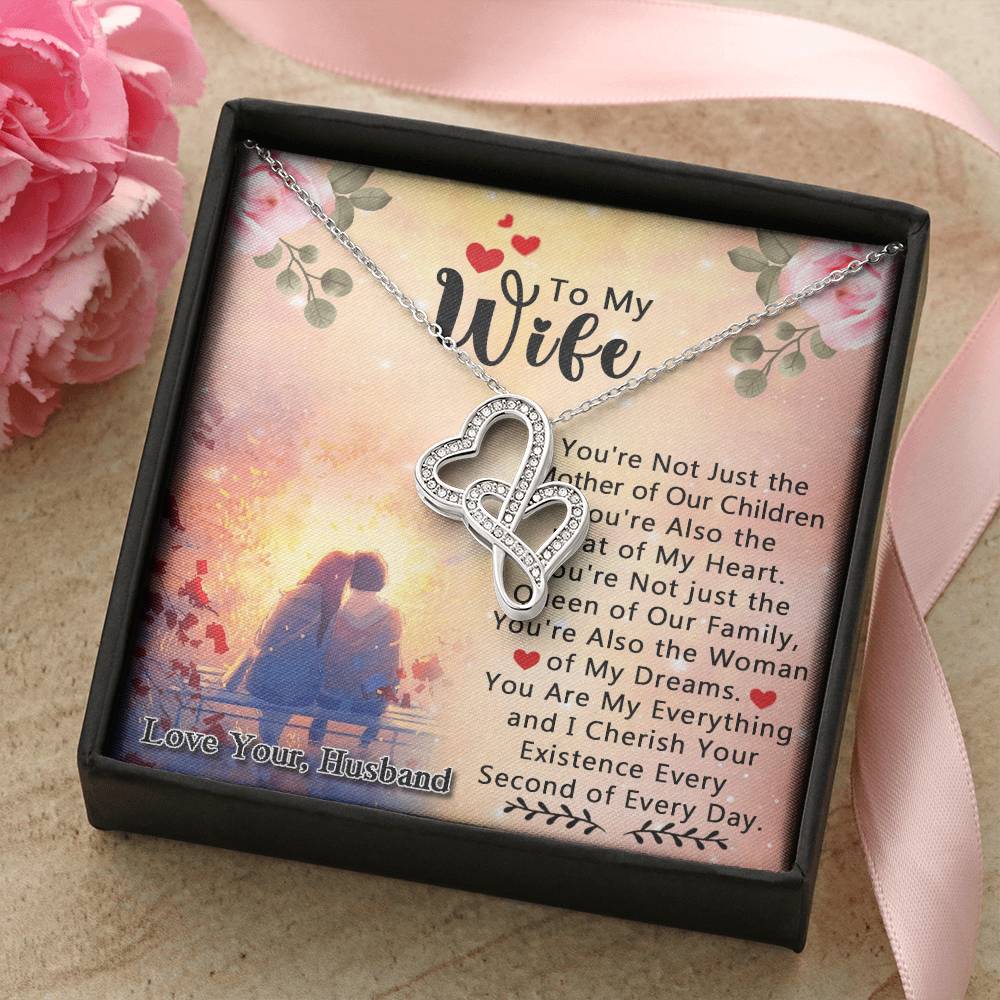 Gift For Her - Anniversary Gift For Wife - Birthday Love Knot Necklace For Wife -  Birthday Gift For Wife Gift For Wif Double Hearts Necklace