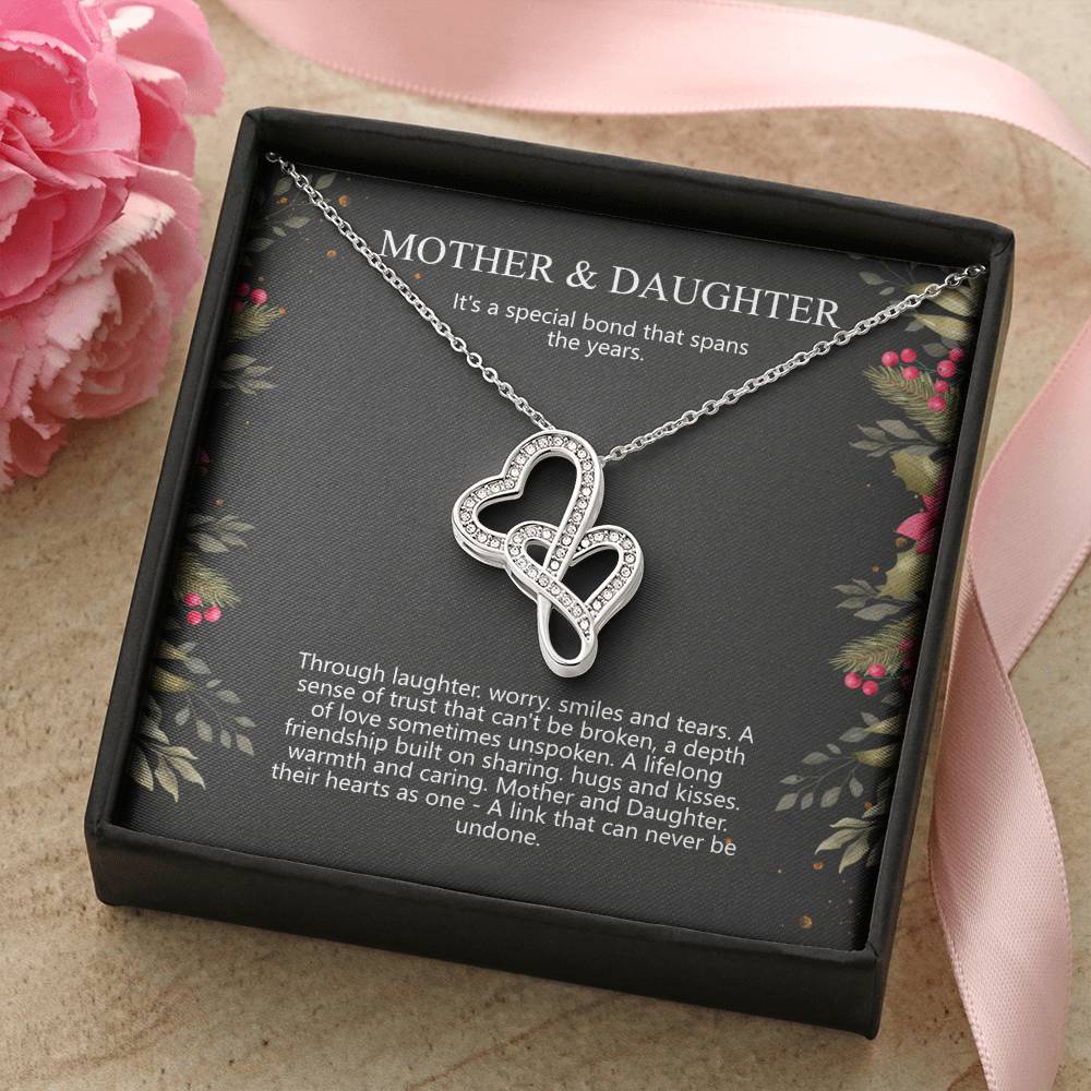 Mother & Daughter Birthday Gift For Mother Or Daughter Necklace Double Hearts Necklace