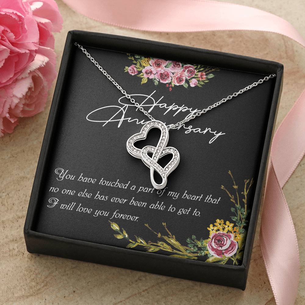 Silver Wedding Anniversary Gifts For Her  Wedding Anniversary Gifts For Wife.  Anniversary Pendant Gifts Double Hearts Necklace