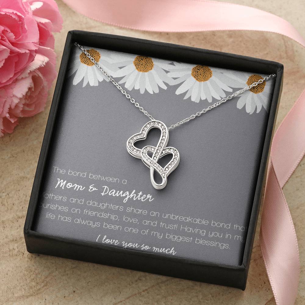 The Bond Between Mother & Daughter Double Hearts Necklace