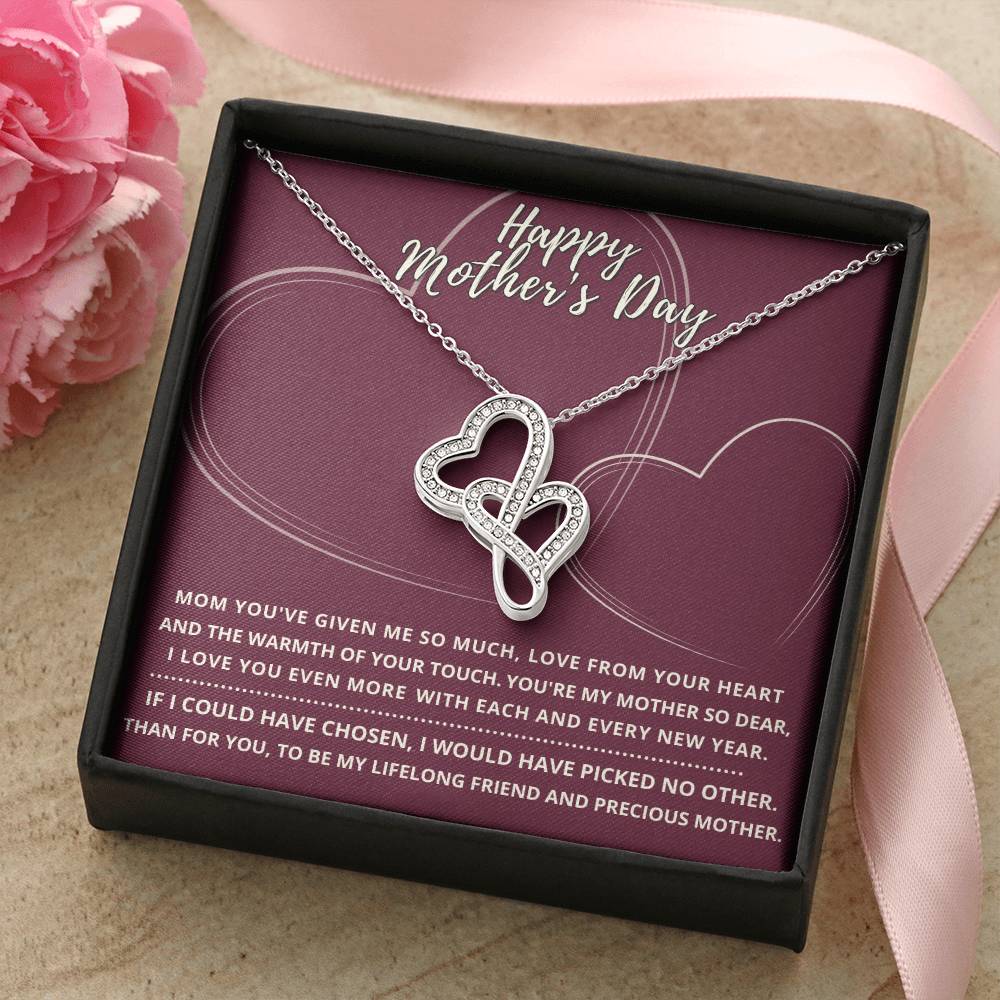 '-The Best Gift For Mom This Mother's Day! Double Hearts Necklace