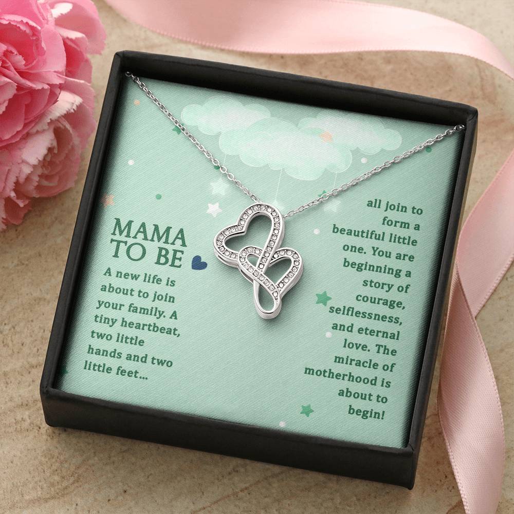 Mama To Be Necklace Double Hearts Necklace