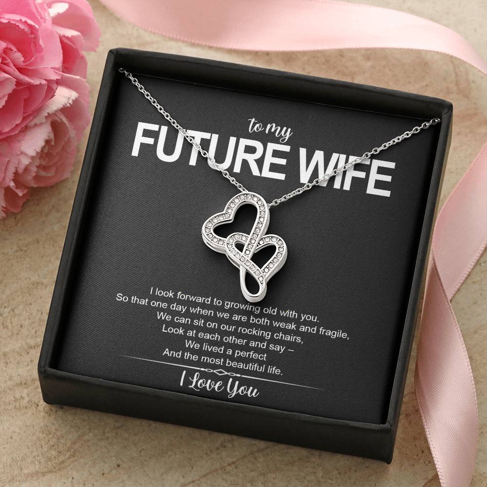 To My Future Wife - I Love You Message - Tmfw20 Double Hearts Necklace